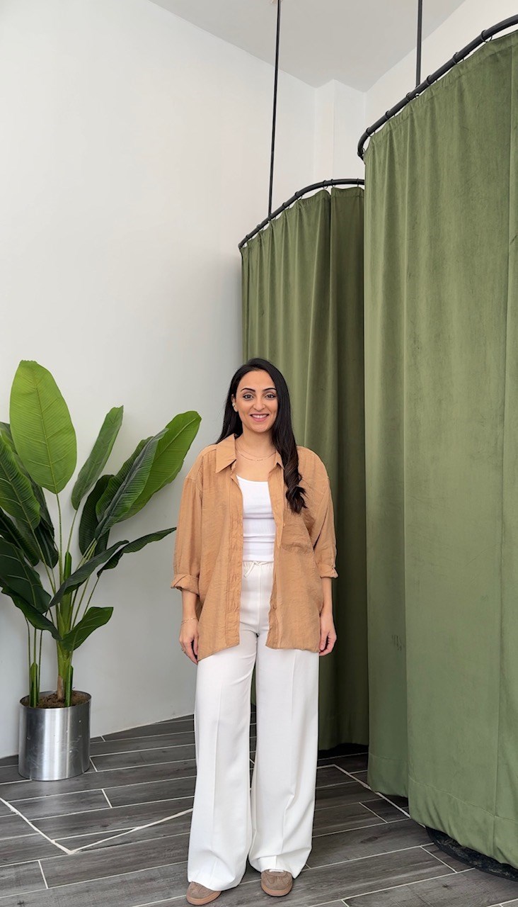 Lia Camel Tensel Dökümlü Gömlek