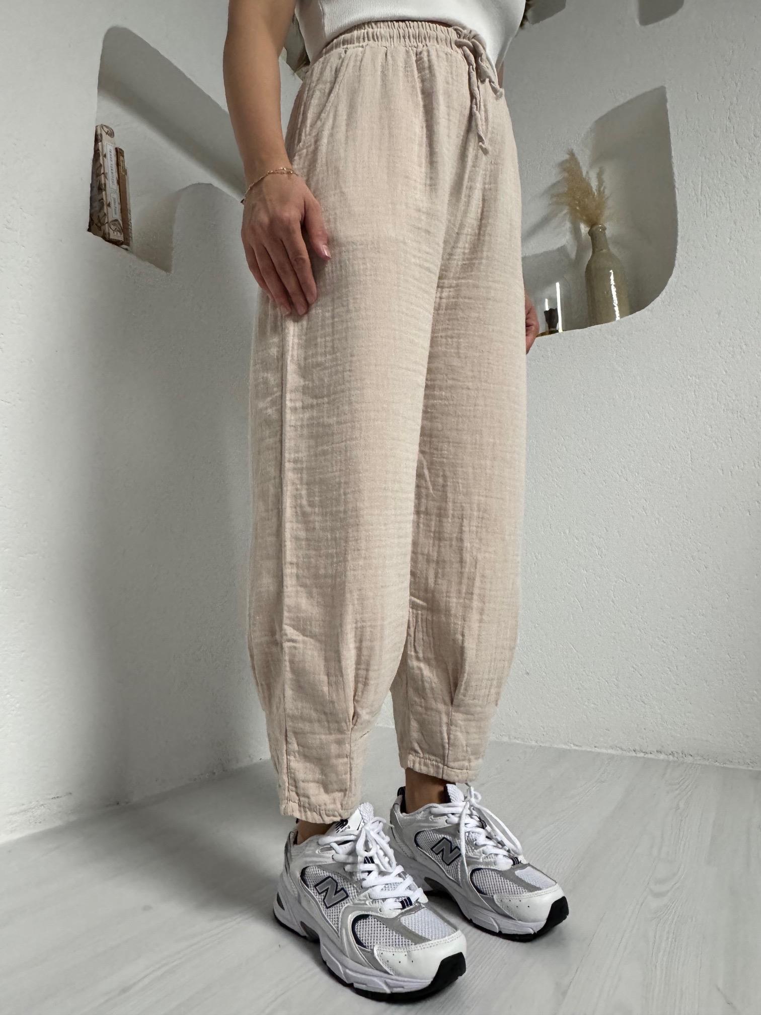 Lola Bej %100 Keten Müslin Pantolon