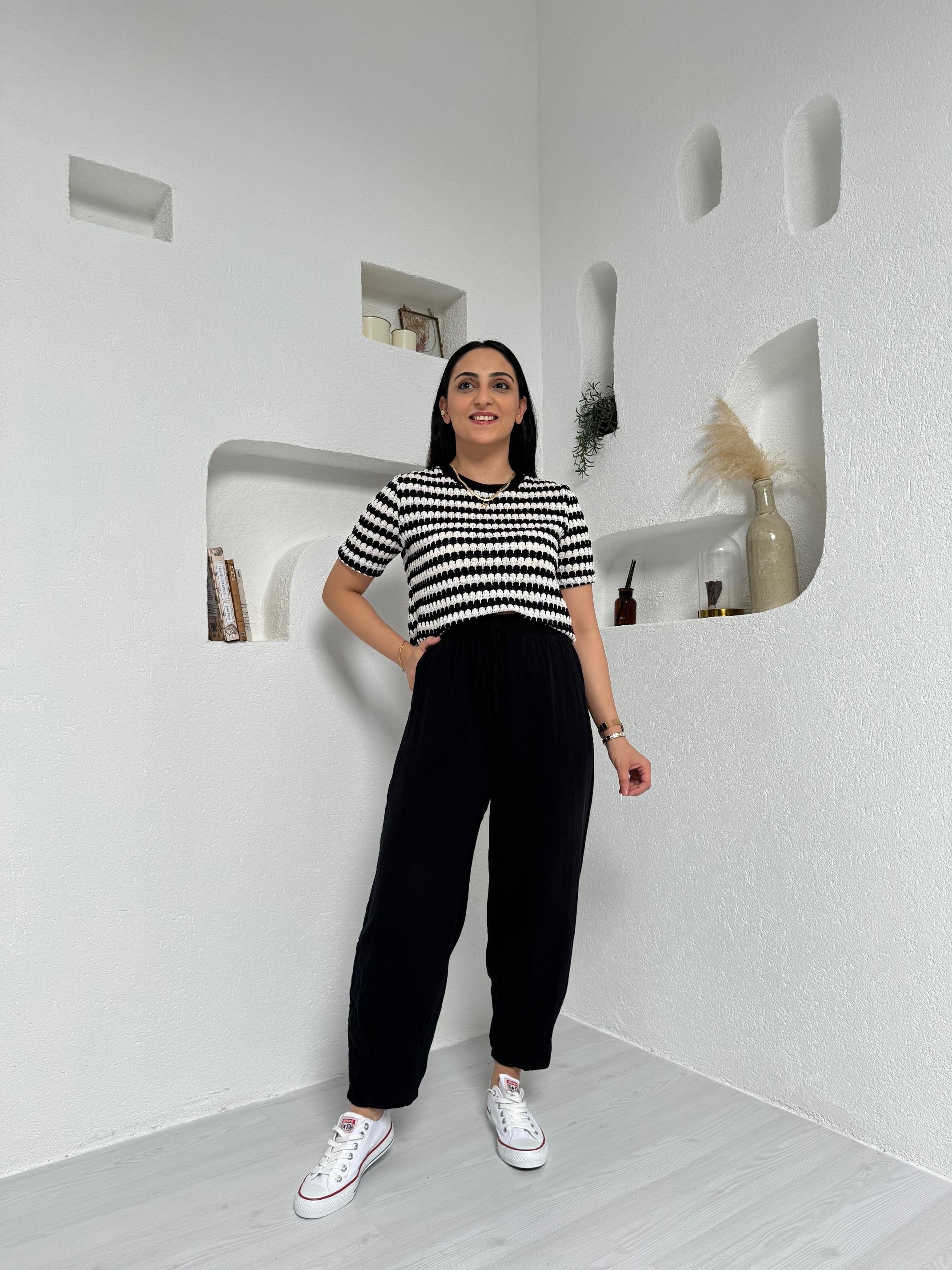Lola Siyah % 100 Keten Müslin Pantolon