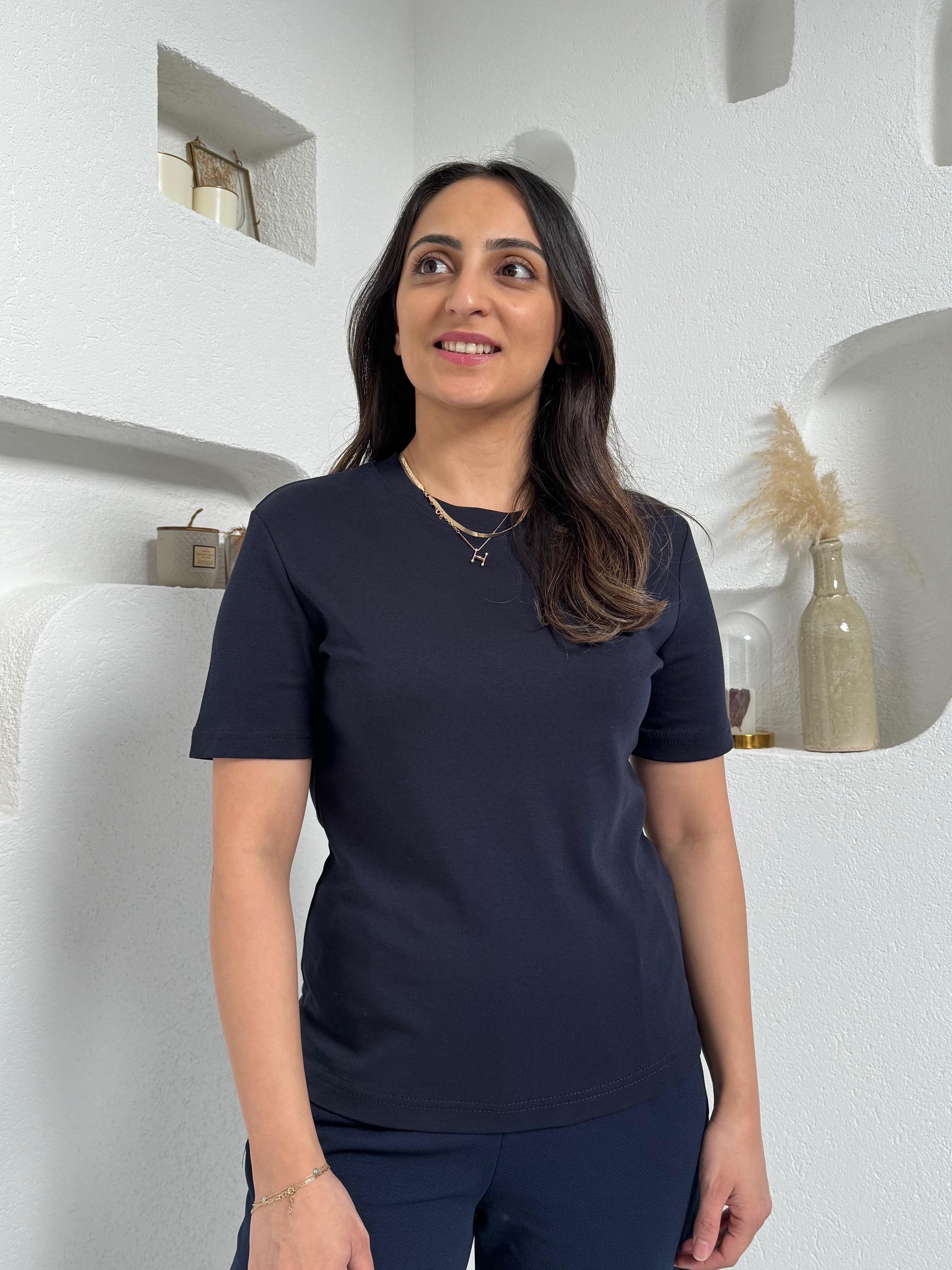 Massi Lacivert Bisiktlet Yaka Basic Tişört