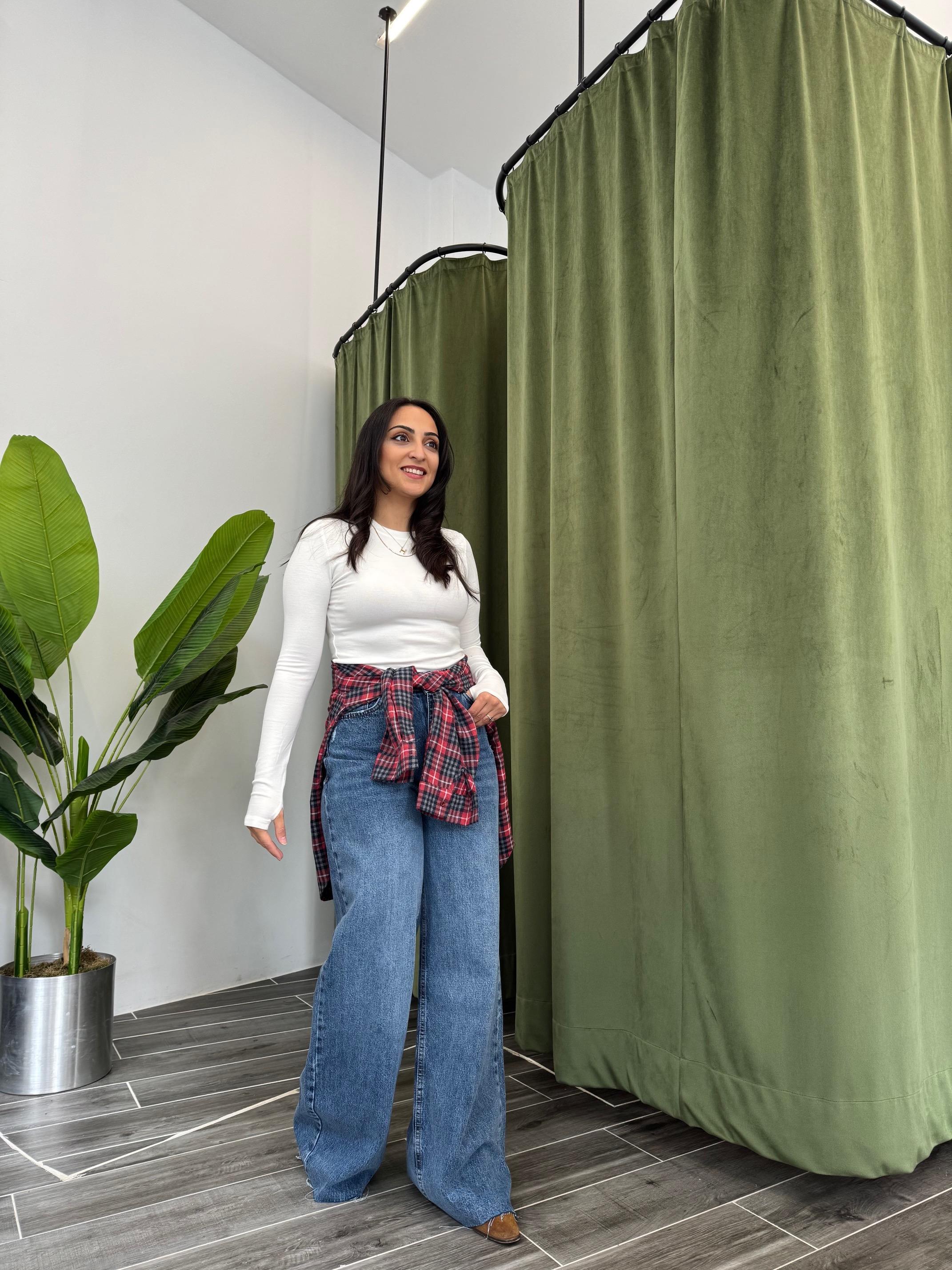 Mavi Taşlama WideLeg Likrasız Jean