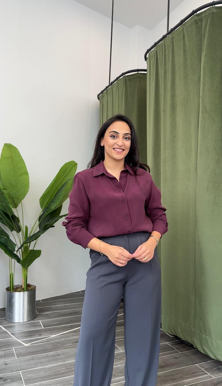 Mürdüm Tensel Slim Kalıp Gömlek