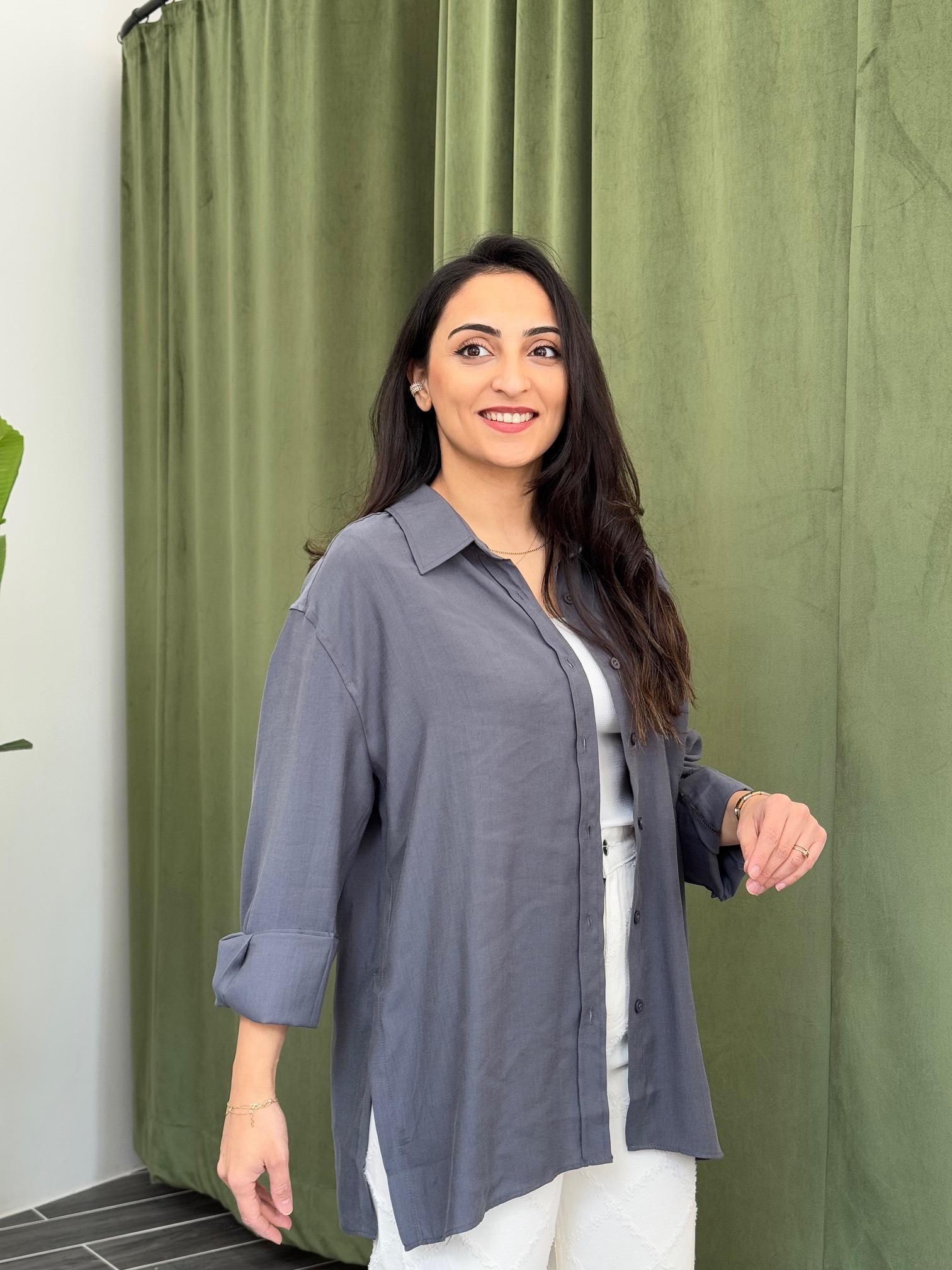Rosa Füme Tensel Rahat Kesim Gömlek