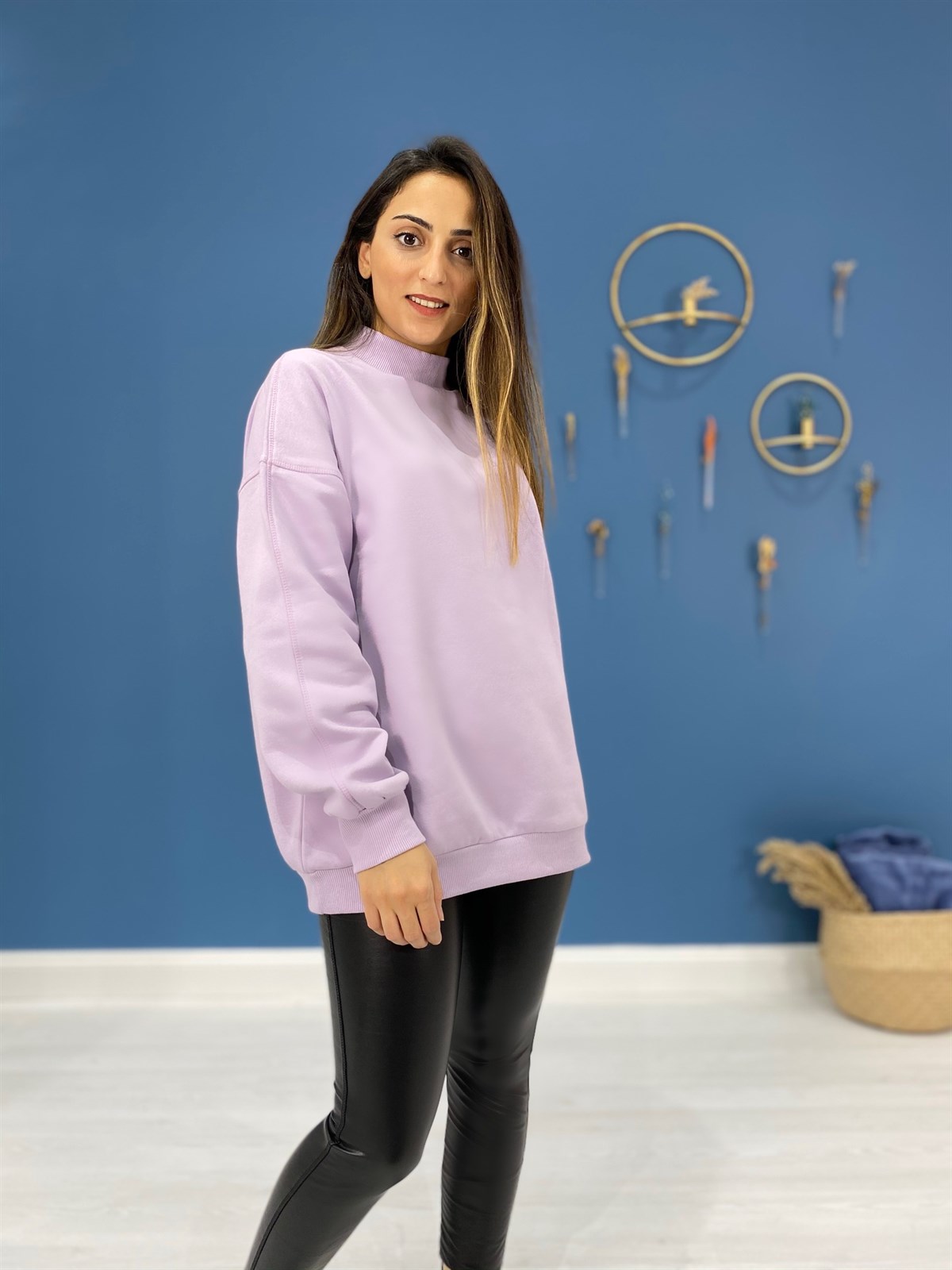 Yarım Balıkçı Düz Renk Sweat