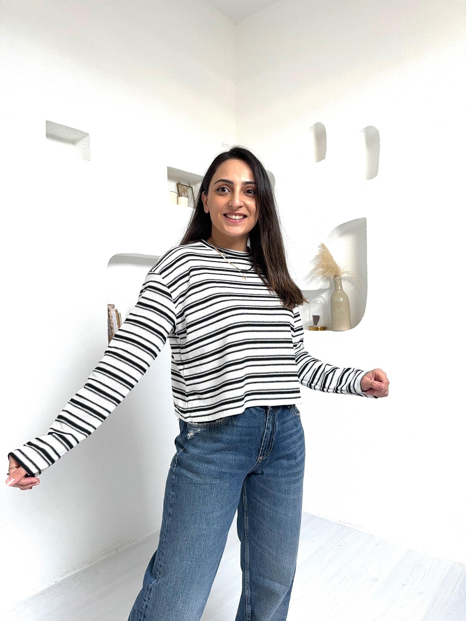 Zra Siyah Çizgili Triko