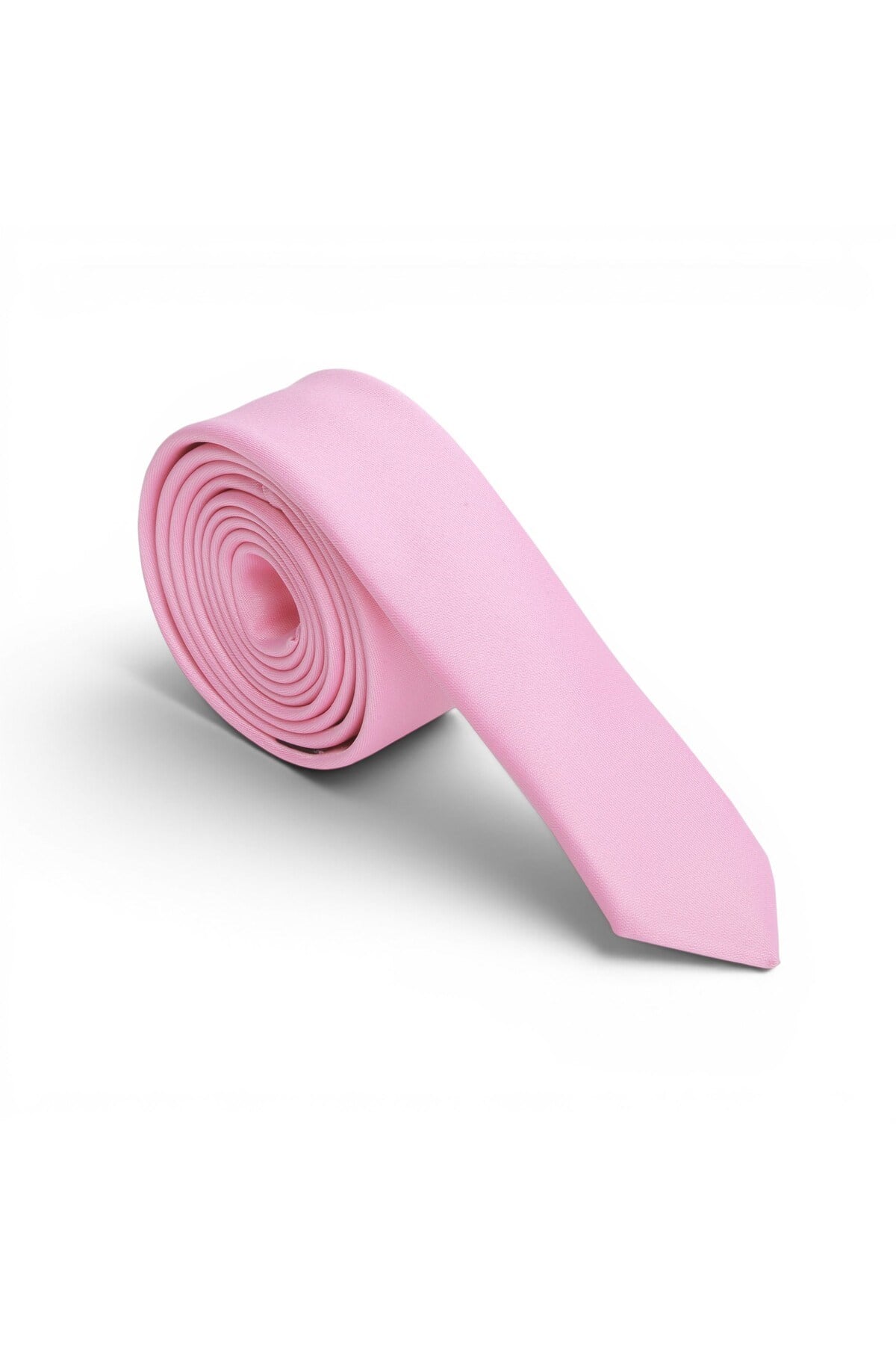 Erkek Pembe Saten Kravat 4 cm Klasik Düz