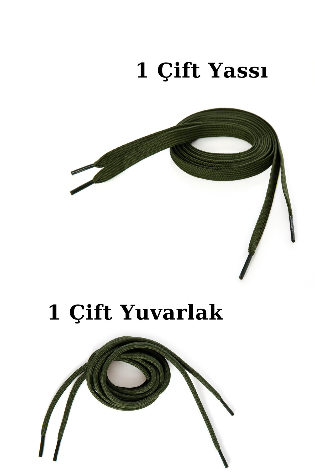 Haki Ayakkabı Bağcığı - 2 Çift