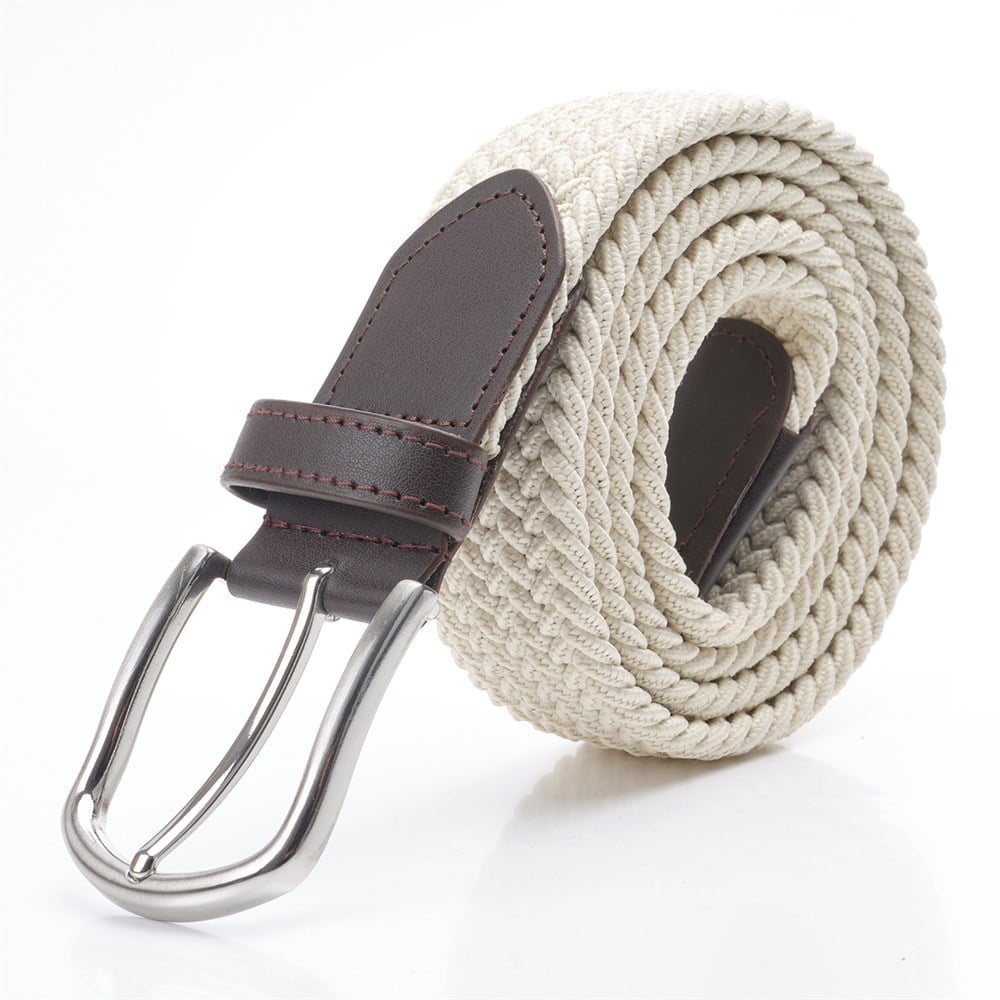 Krem Elastik Örgü Kemer