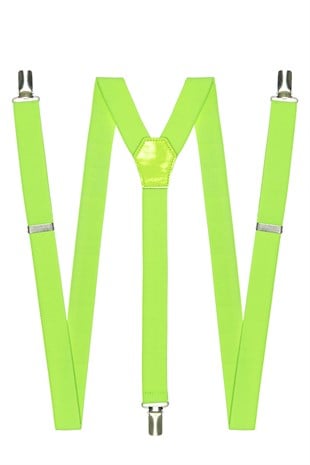 3 Klipsli Neon Yeşil Yetişkin Pantolon Askısı