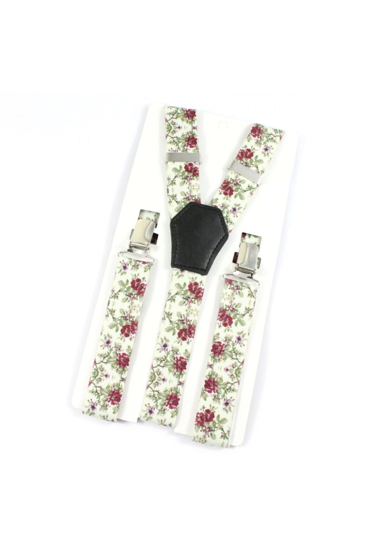 3 Klipsli Çiçek Desenli Yetişkin Pantolon Askısı (Model 2)