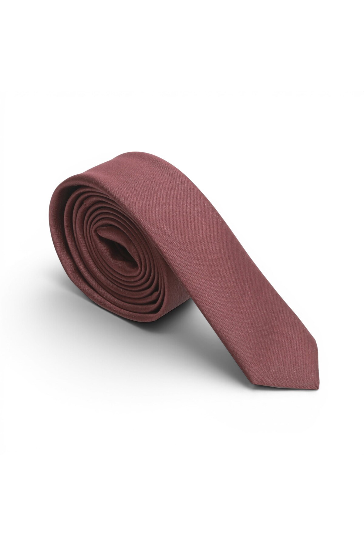 Erkek Bordo Saten Kravat 4 cm Klasik Düz