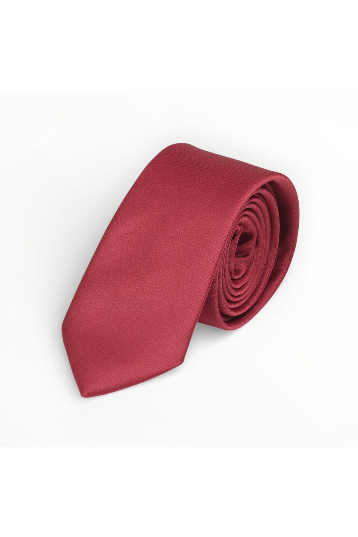 Erkek Bordo Saten Kravat 6 cm Klasik Düz