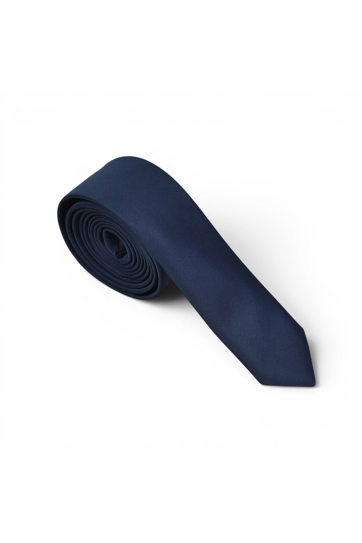 Erkek Lacivert Saten Kravat 4 cm Klasik Düz