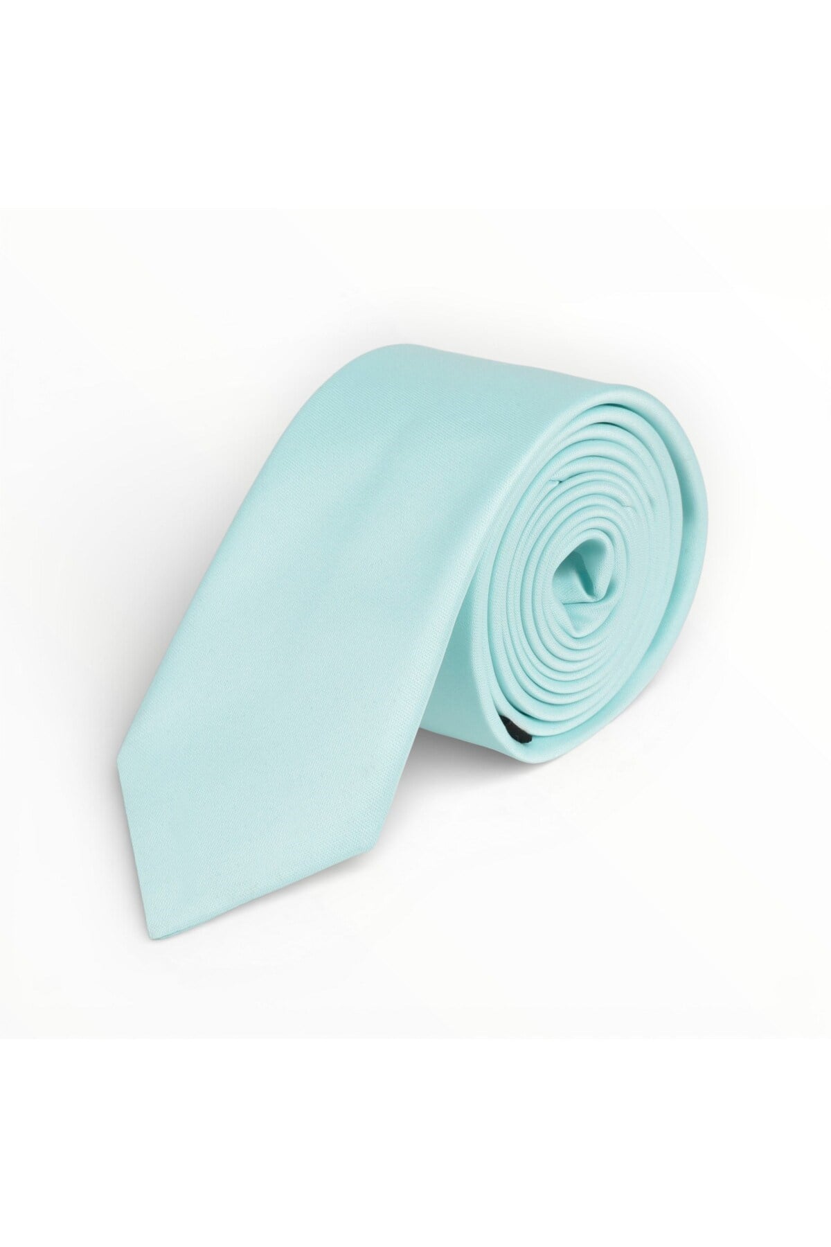 Erkek Mint Saten Kravat 6 cm Klasik Düz