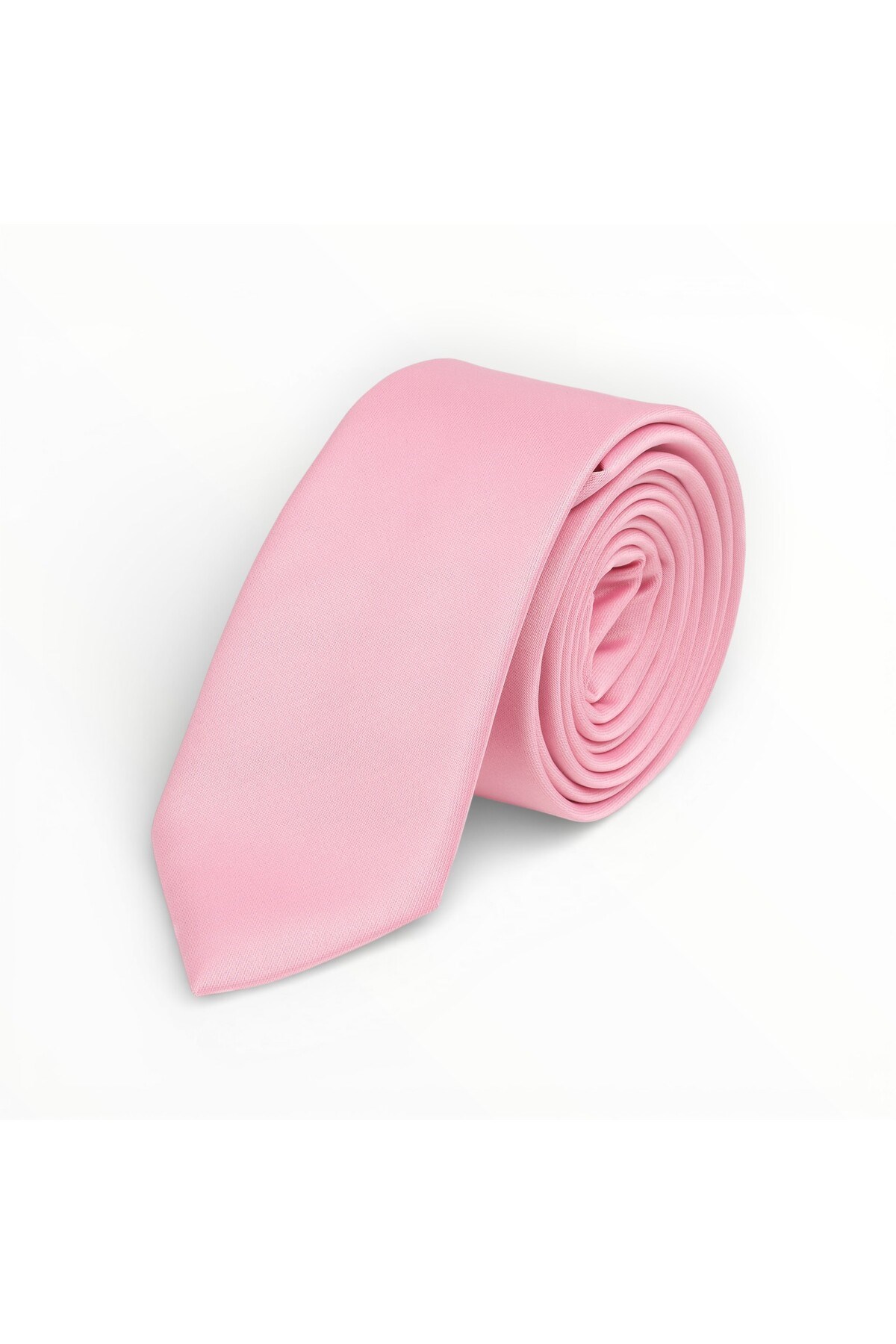 Erkek Pembe Saten Kravat 6 cm Klasik Düz
