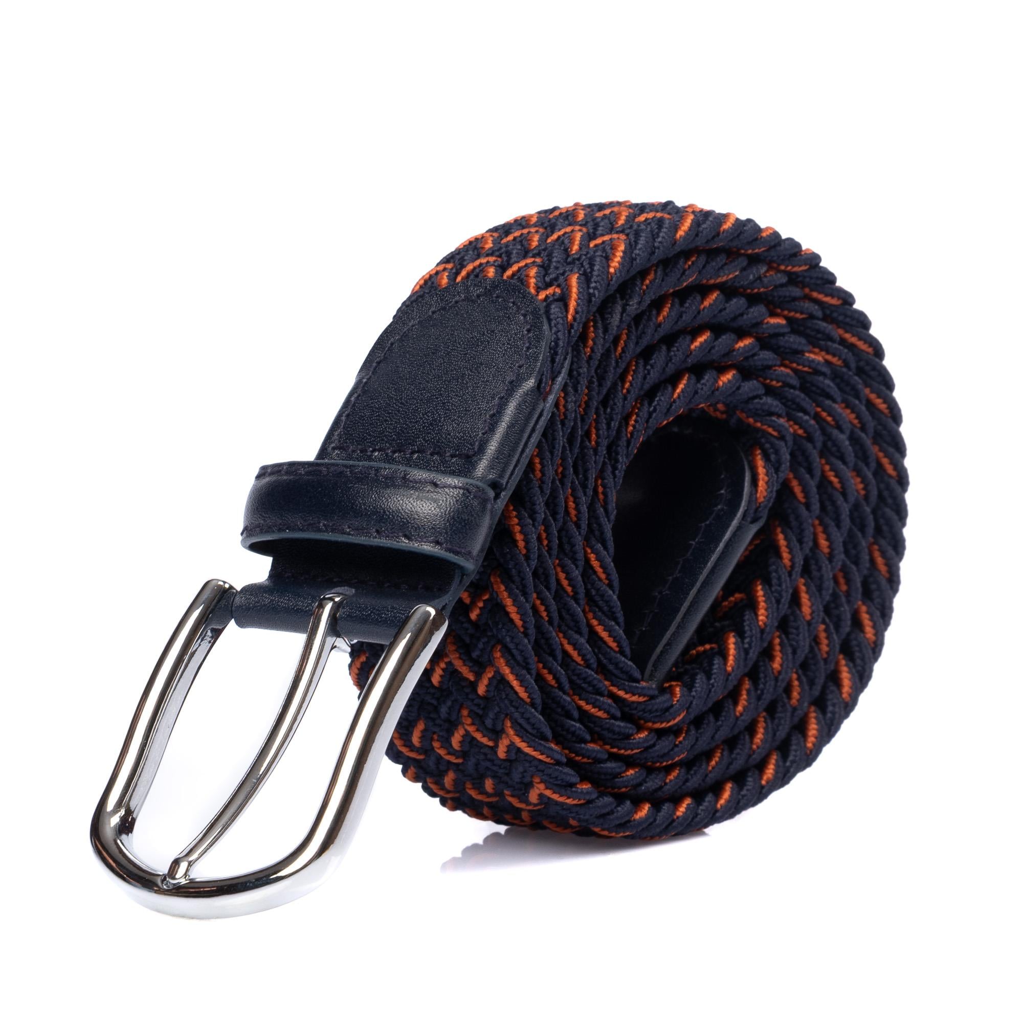 Hakiki Deri Bağlantılı Desenli Elastik Örgü Kemer