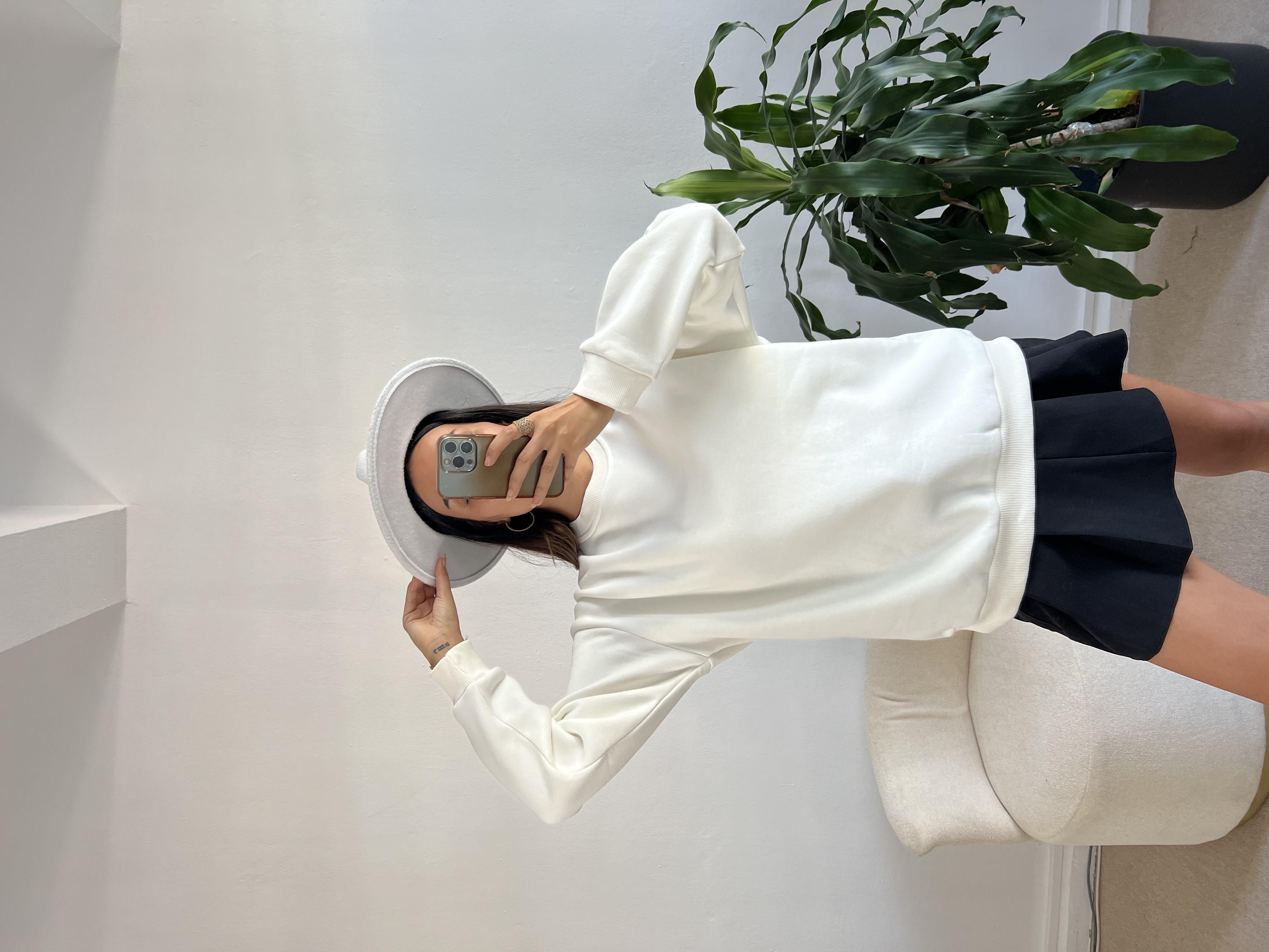Ekru Basic Oversize Sweatshirt 26088