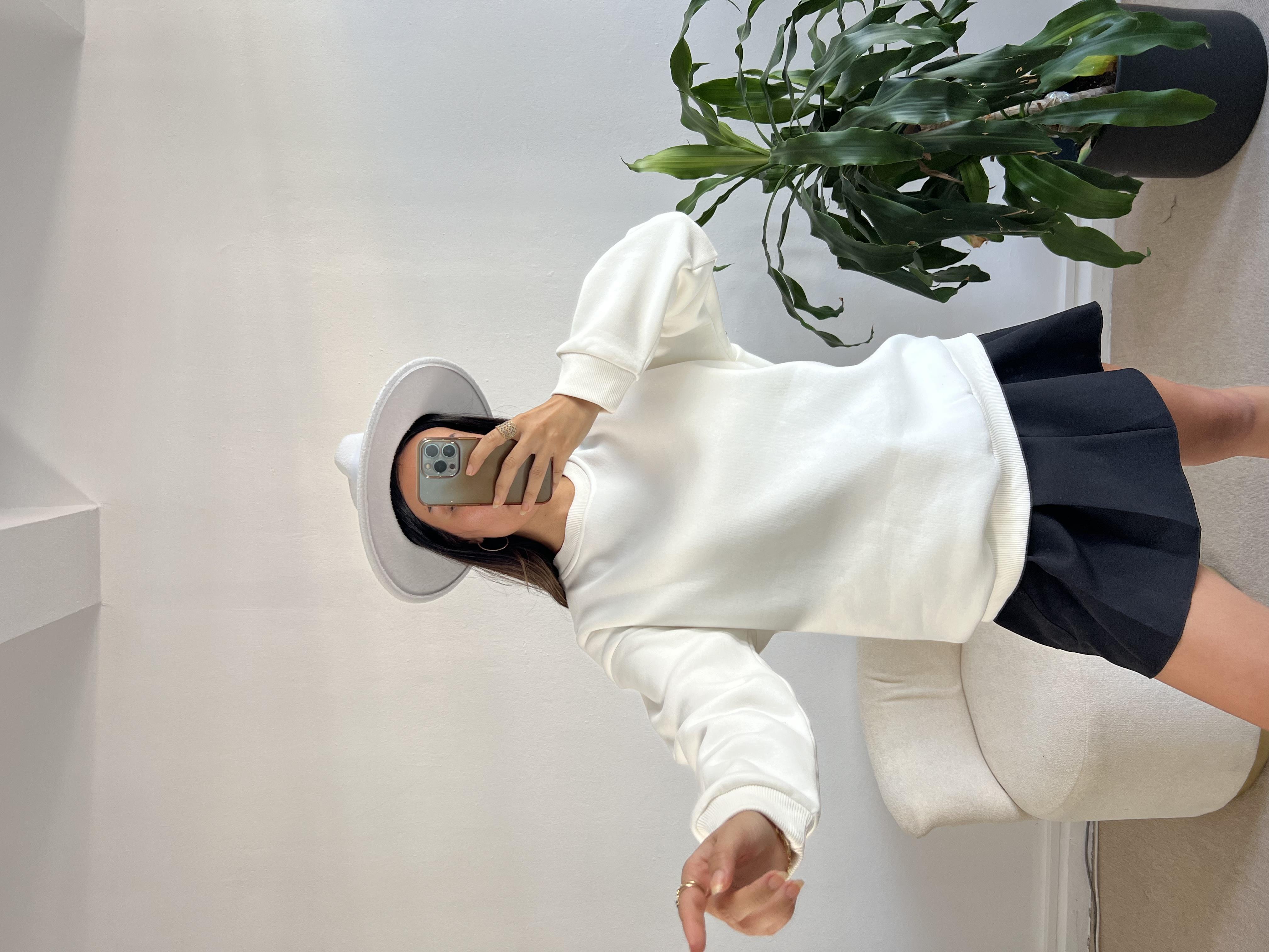 Ekru Basic Oversize Sweatshirt 26088