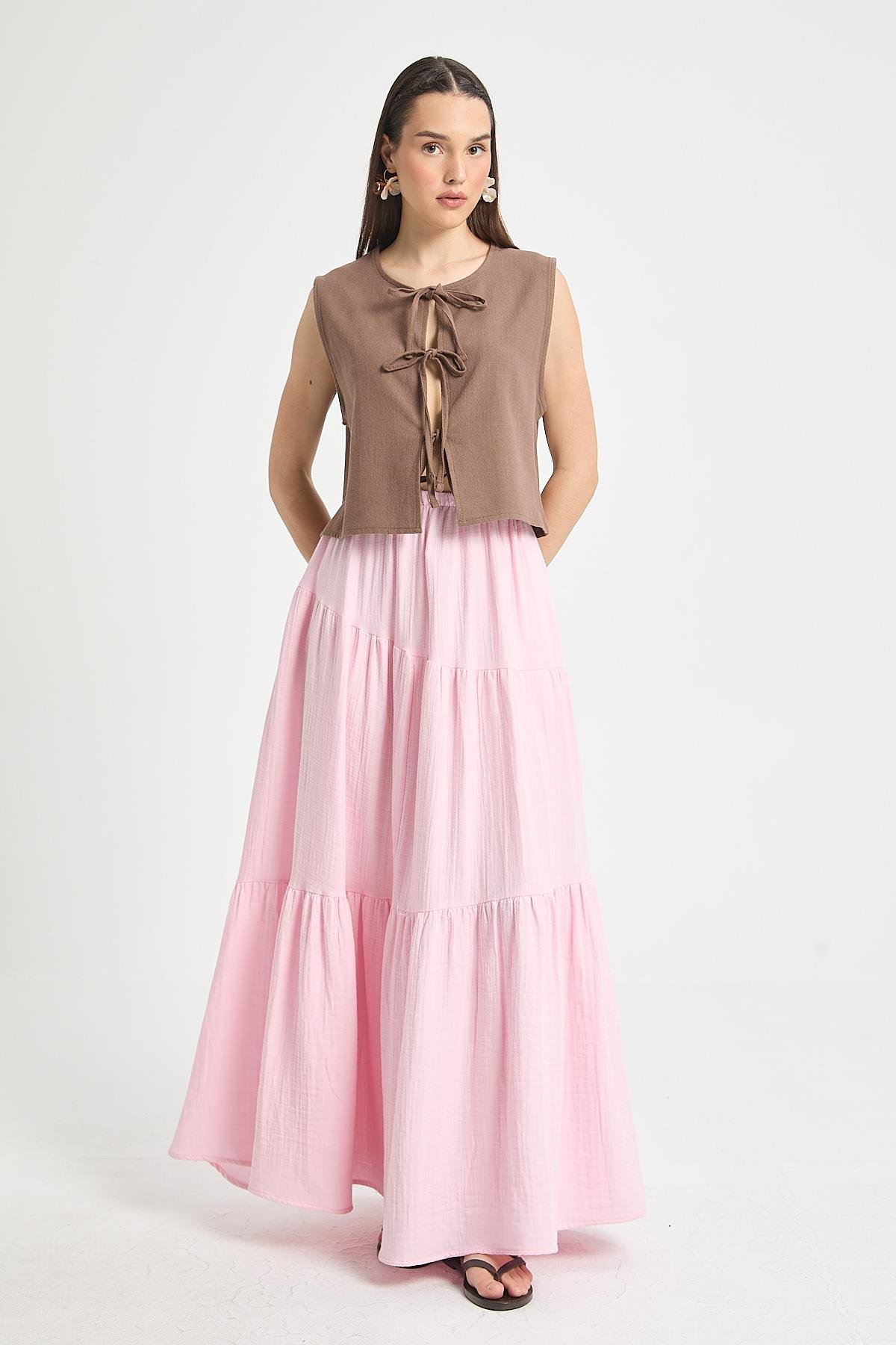 Elodie Müslin Etek Pembe