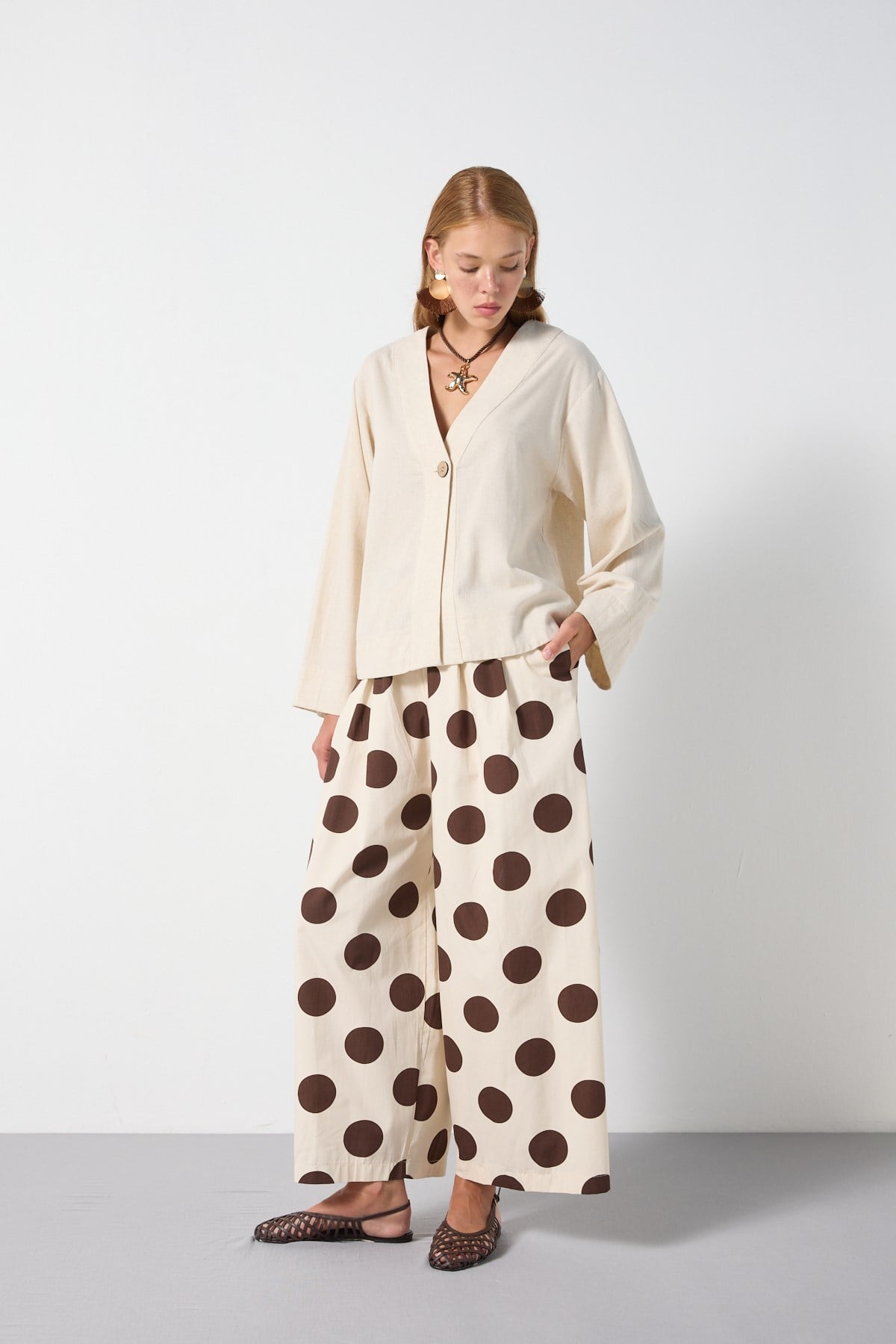 Kadın %100 Keten Astarsız Kimono 31215