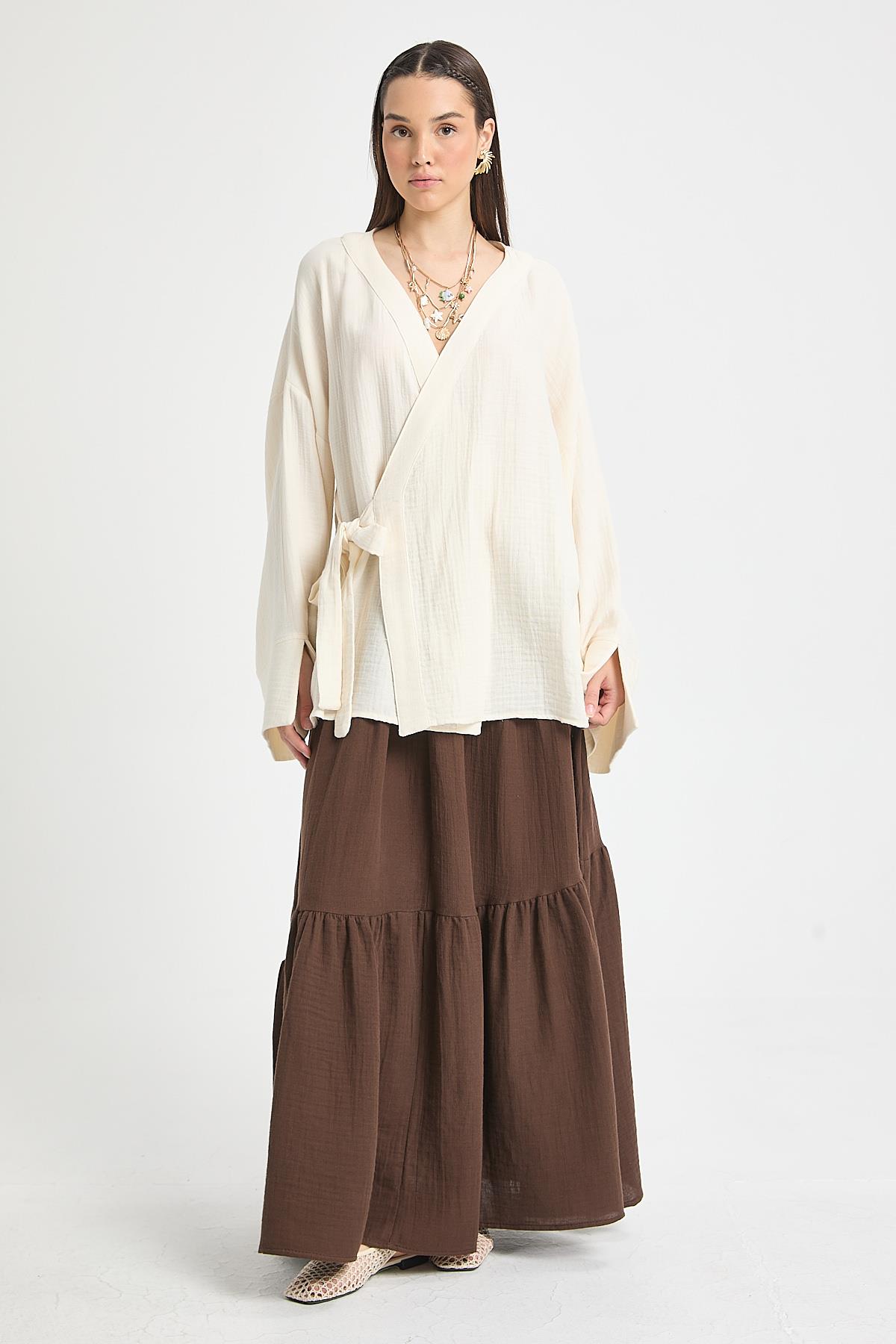 Natur Oversize Müslin Kimono 29219