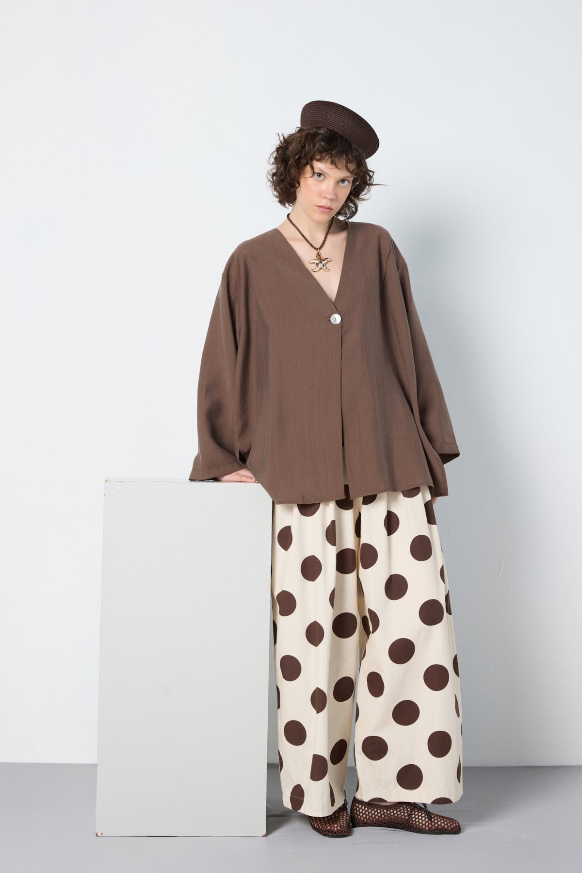 Oversize Tencel Kimono Kahverengi 