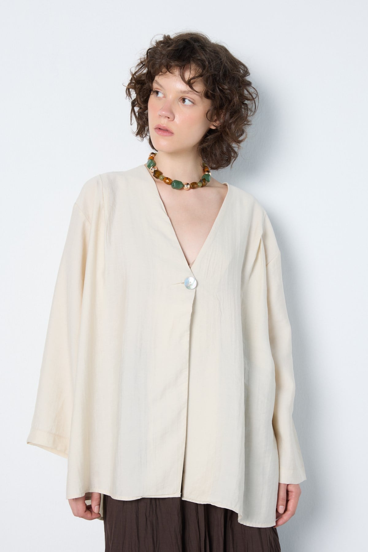 Oversize Tencel Kimono Taş