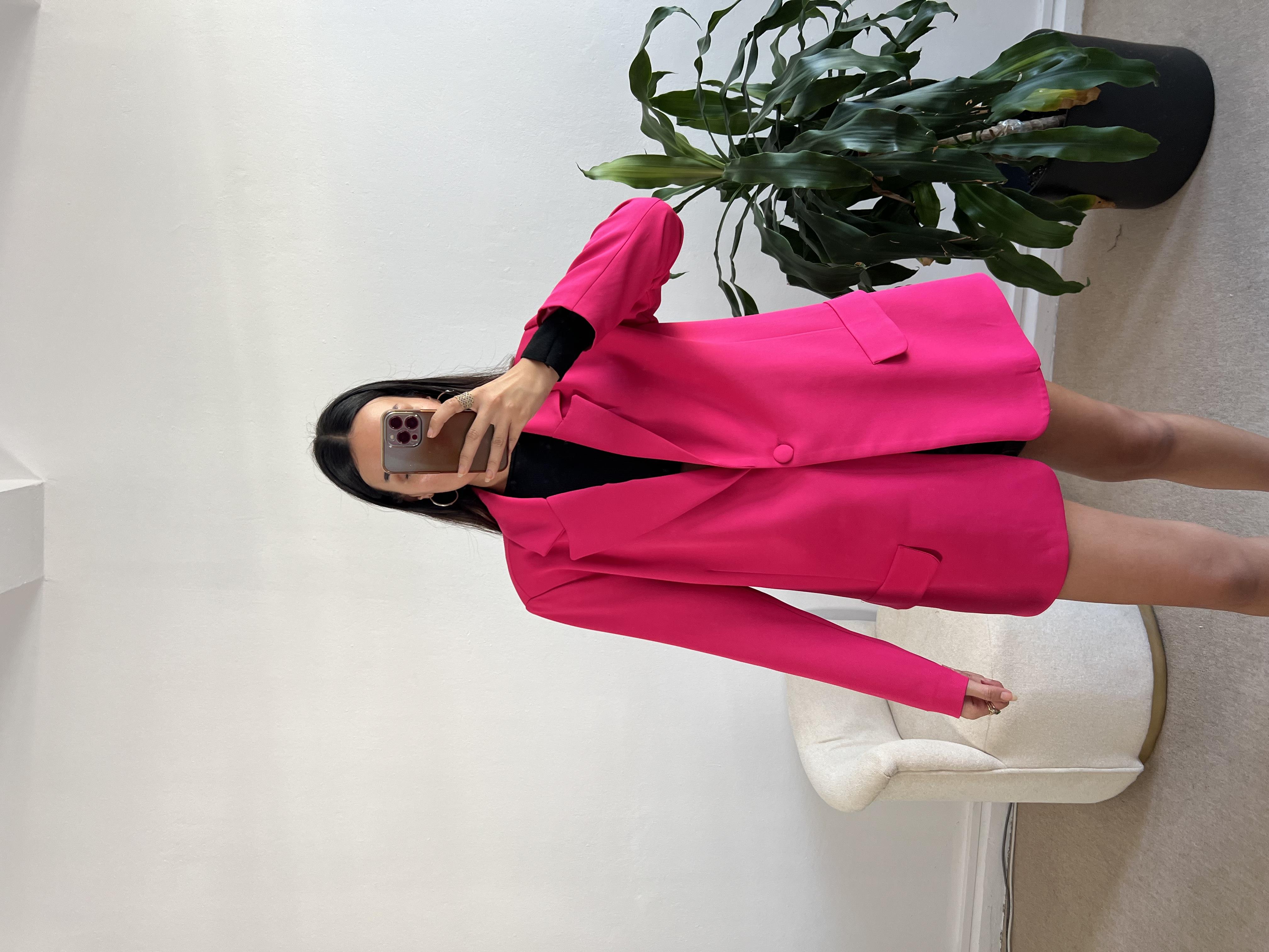 Pembe Oversize Blazer Ceket 24022