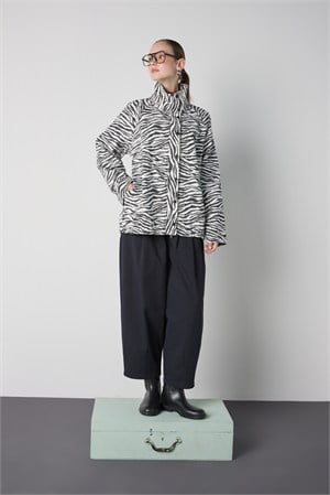 Kadın Zebra Desen Gabardin Kumaş Trençkot 32108