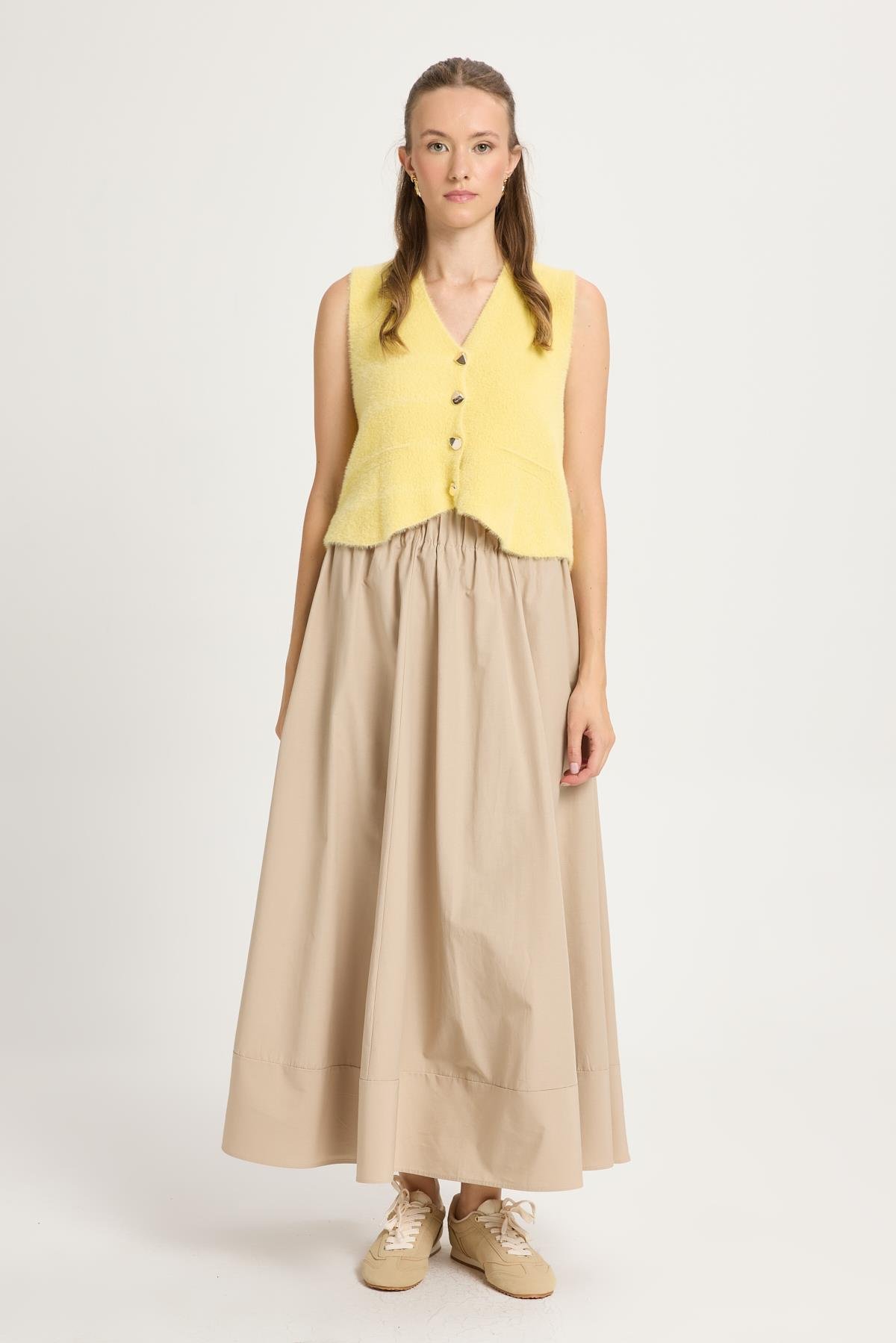 Camelia Poplin Etek Taş