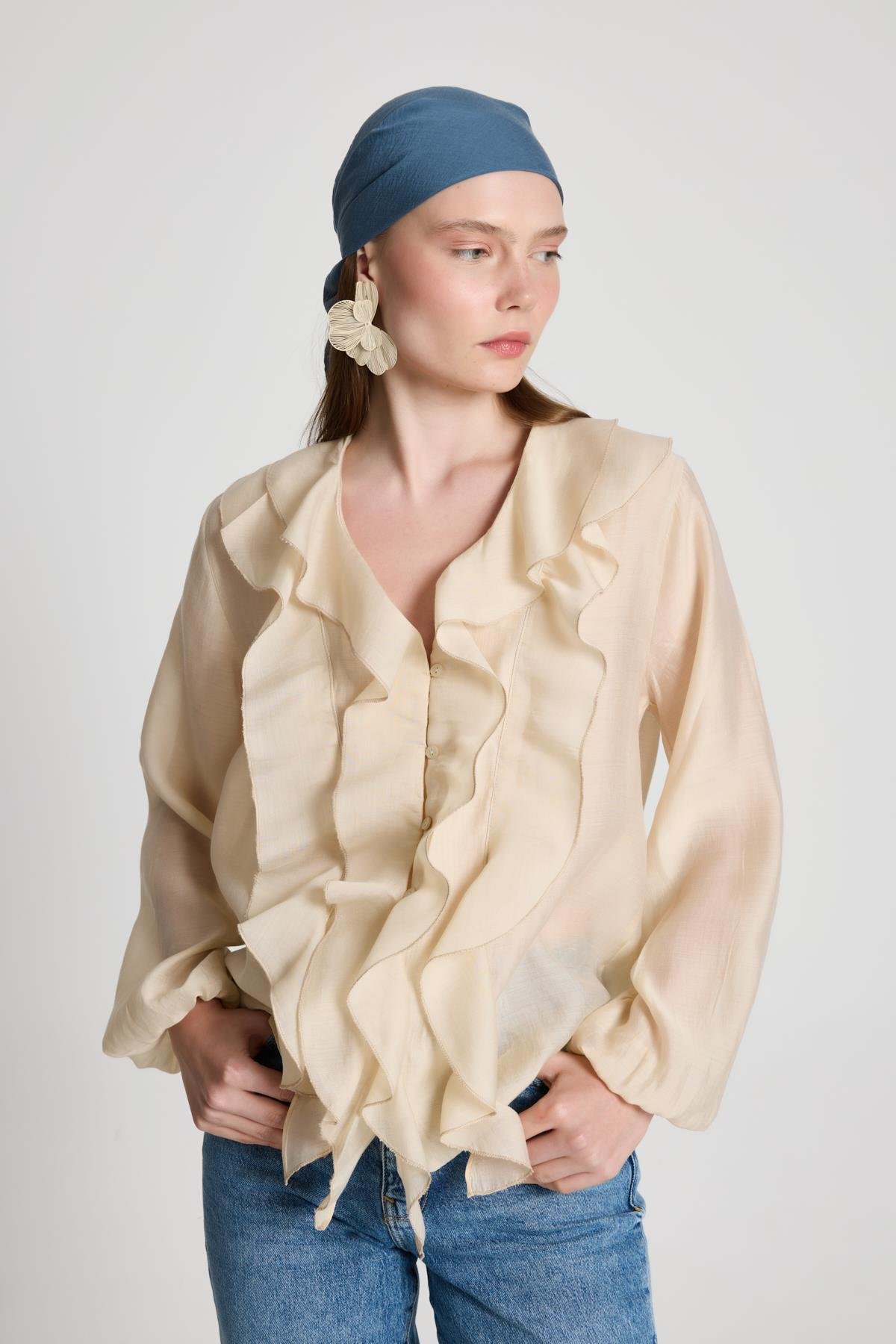 Esmee Fırfırlı Bluz Taş