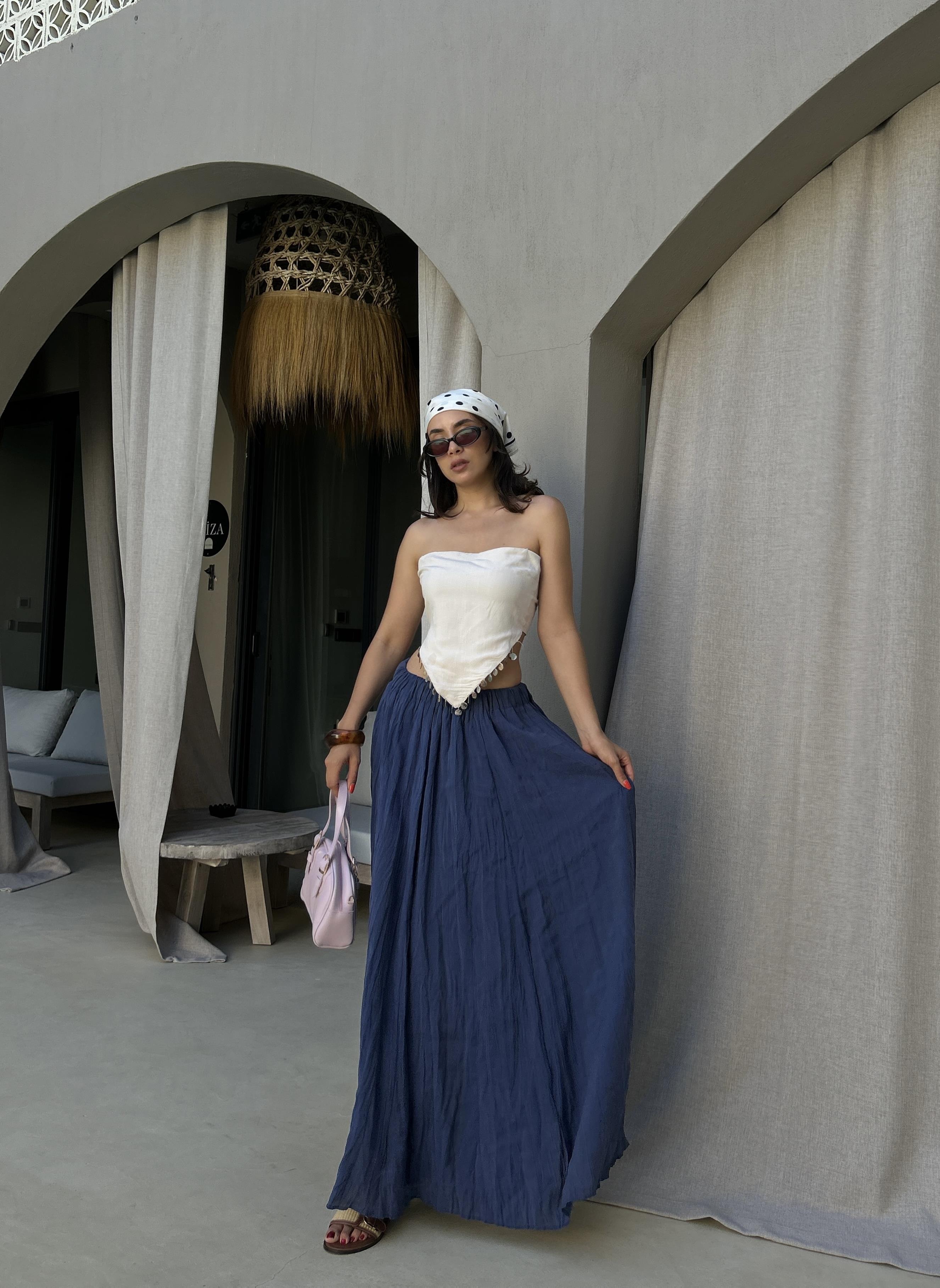 İndigo Baie Modal Kraşlı Etek 29290