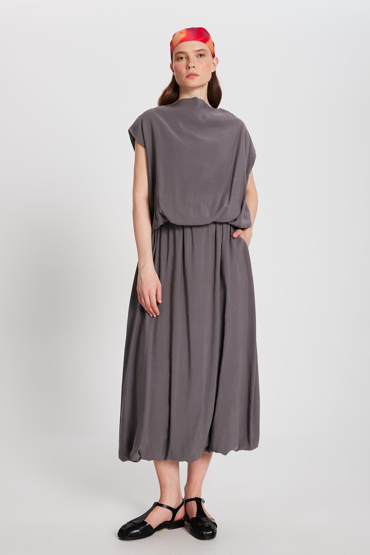 Kadın Antrasit Modal Kumaş Balon Etek 29141