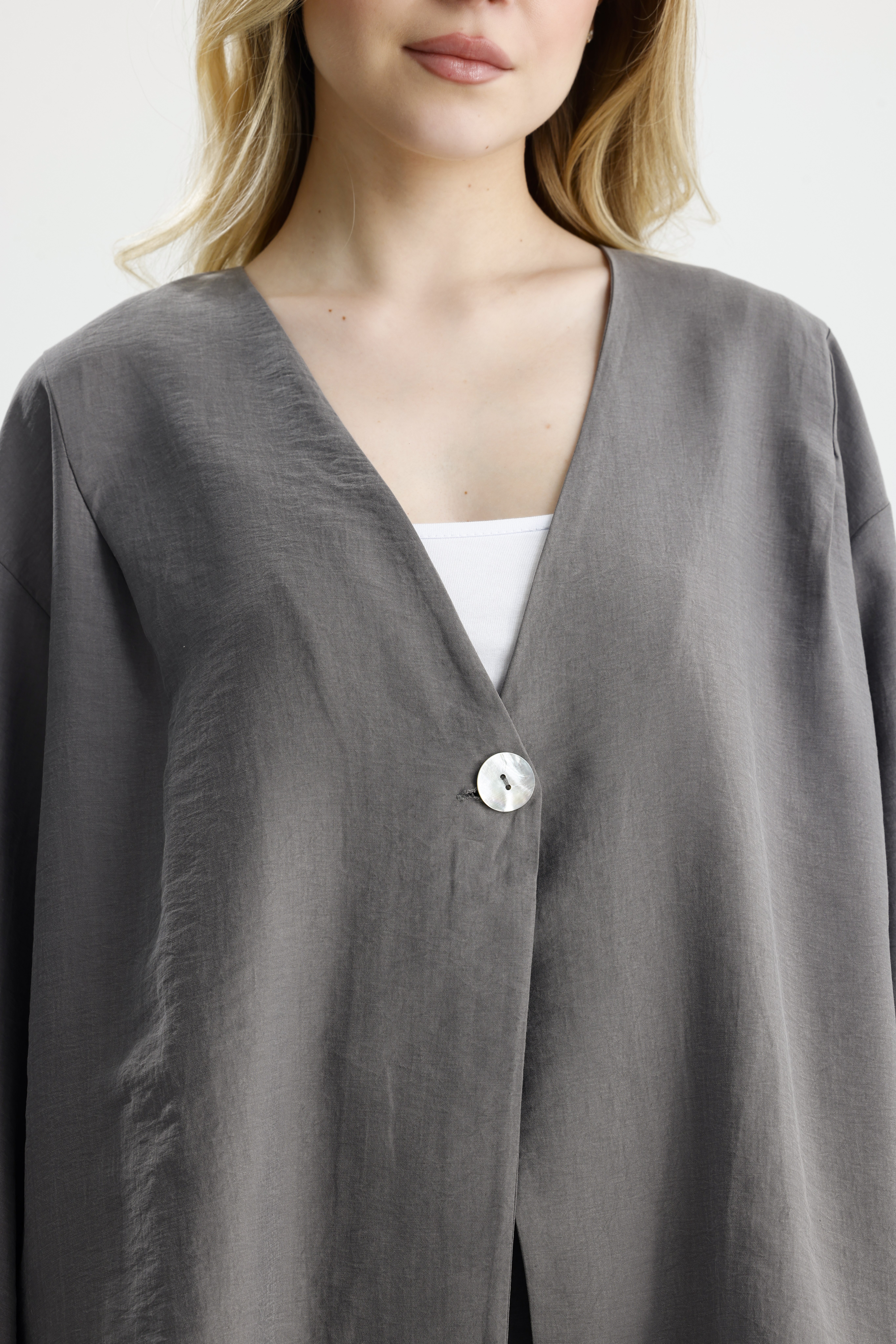 Kadın Antrasit Premium Kumaş Oversize kimono 31099