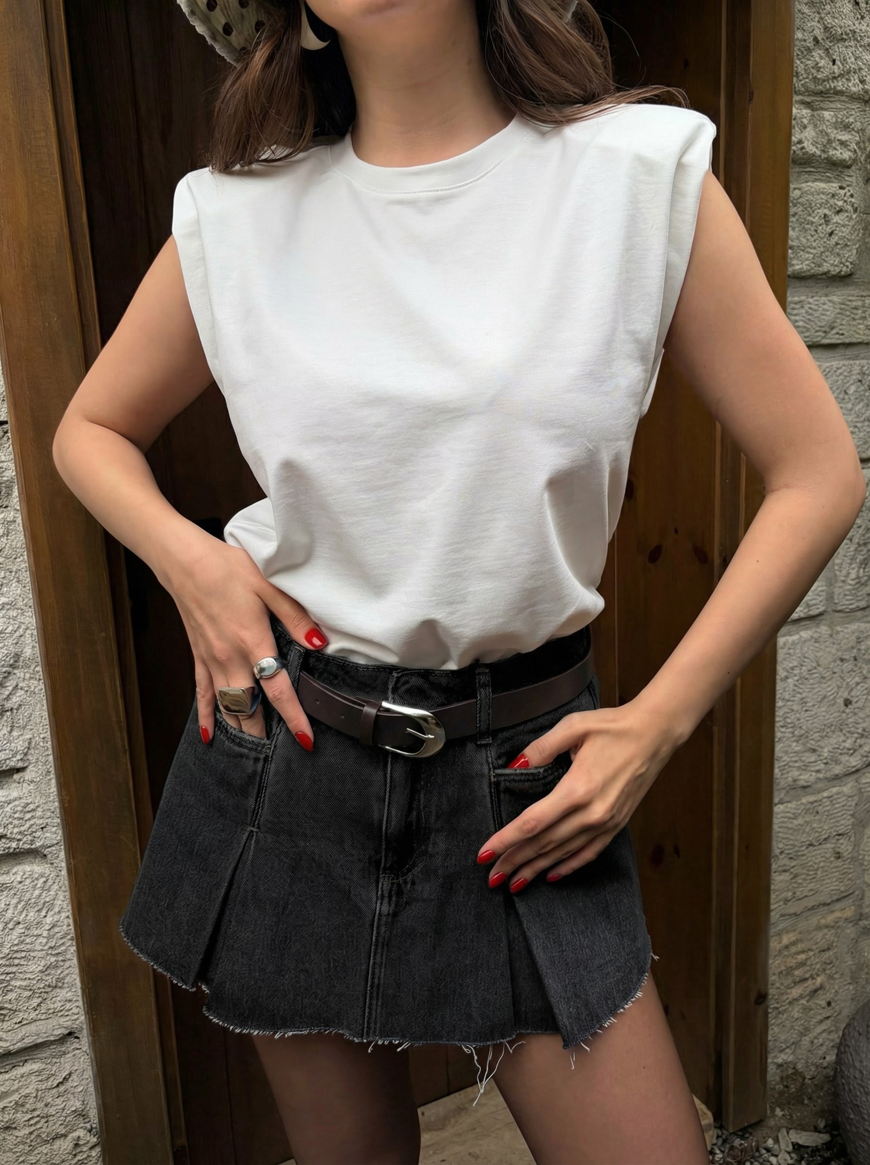 Kadın Ekru Vatkalı Pamuk Bluz 31097