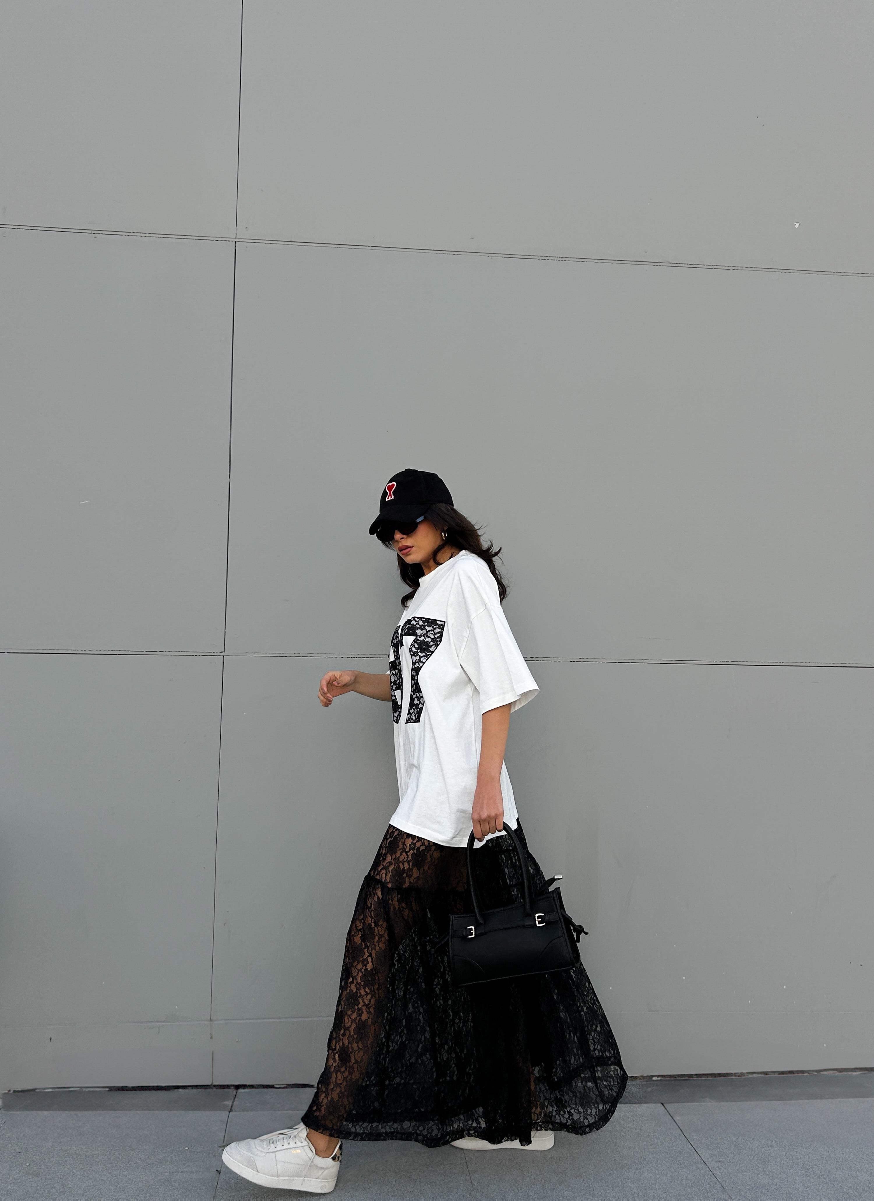 Kadın Siyah Astarsız Dantel Etek 29056