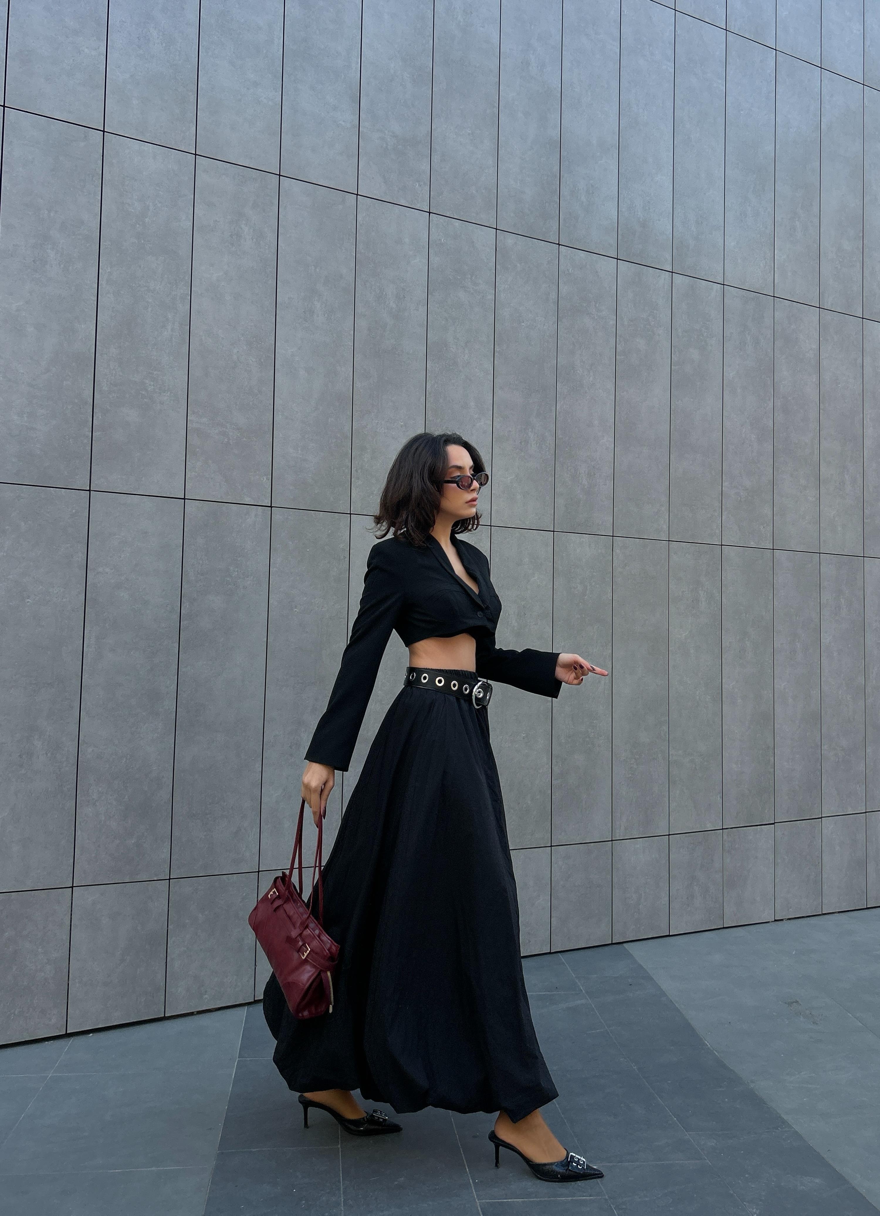 Kadın Siyah Lastikli Uzun Balon Etek 29004