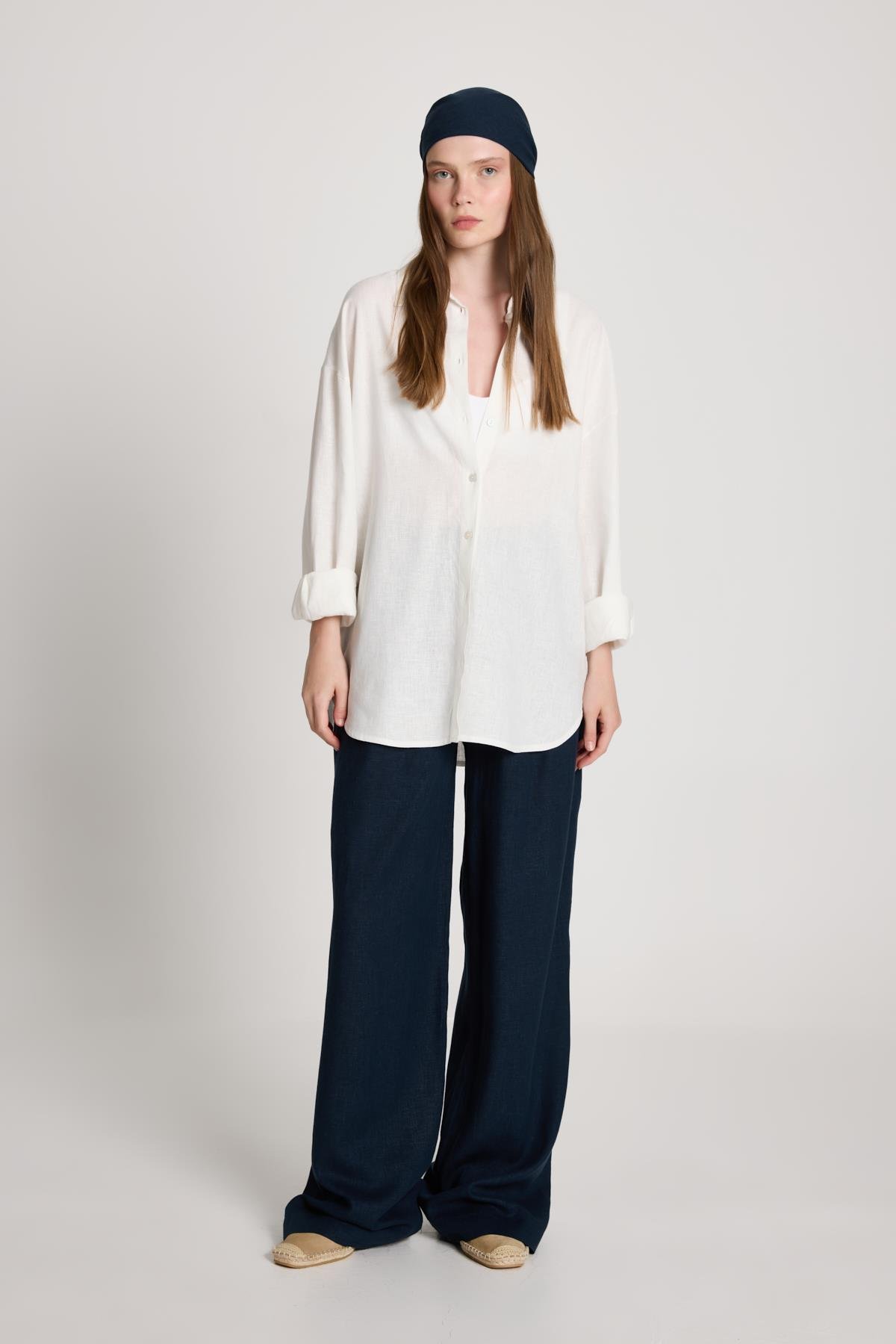 Milos Keten Oversize Gömlek Beyaz