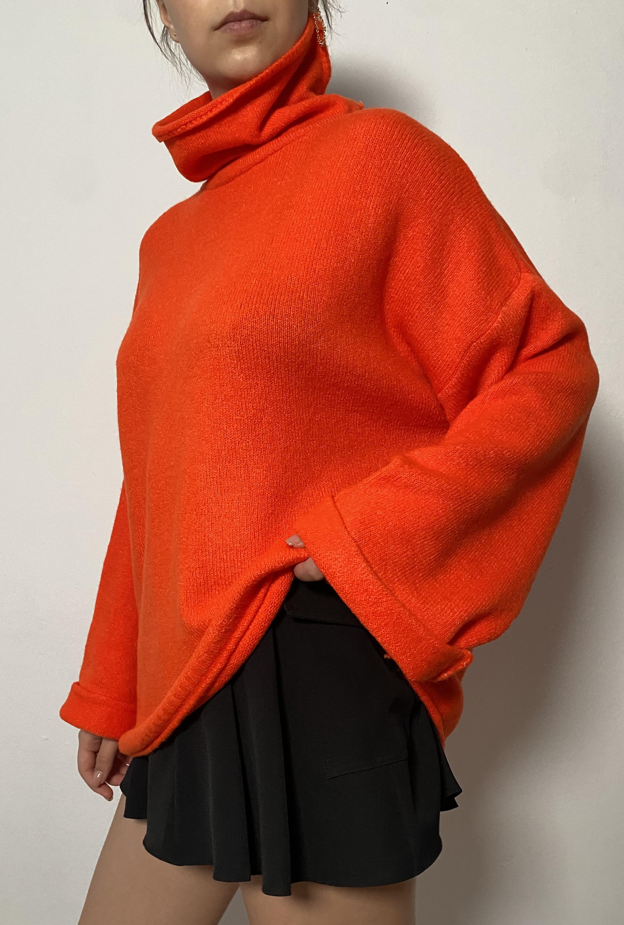 Nar Çiçeği Yumoş Oversize Balıkçı Yaka Triko Kazak 24309