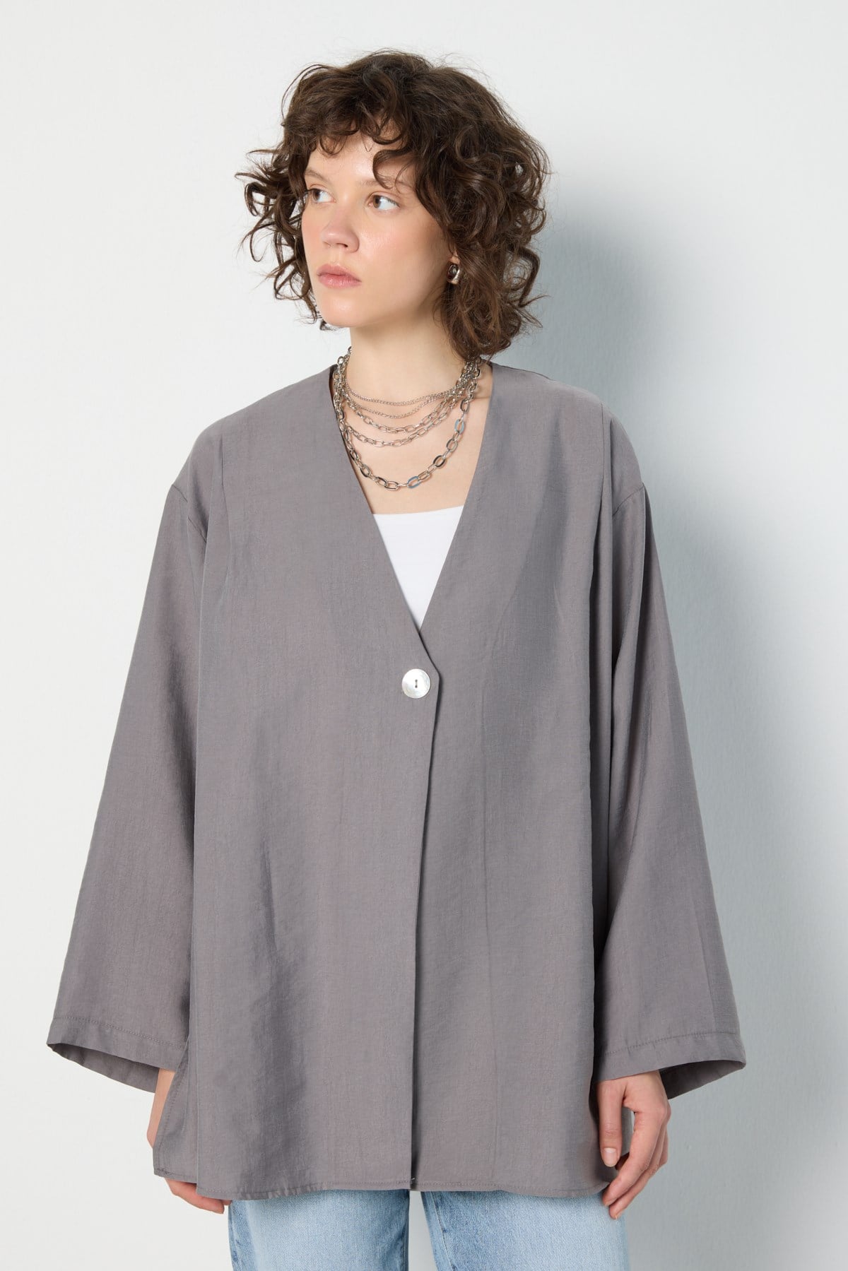 Oversize Tencel Kimono Antrasit
