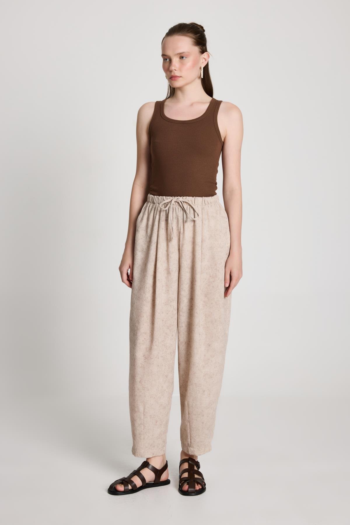 Pauline Keten Pantolon Taş