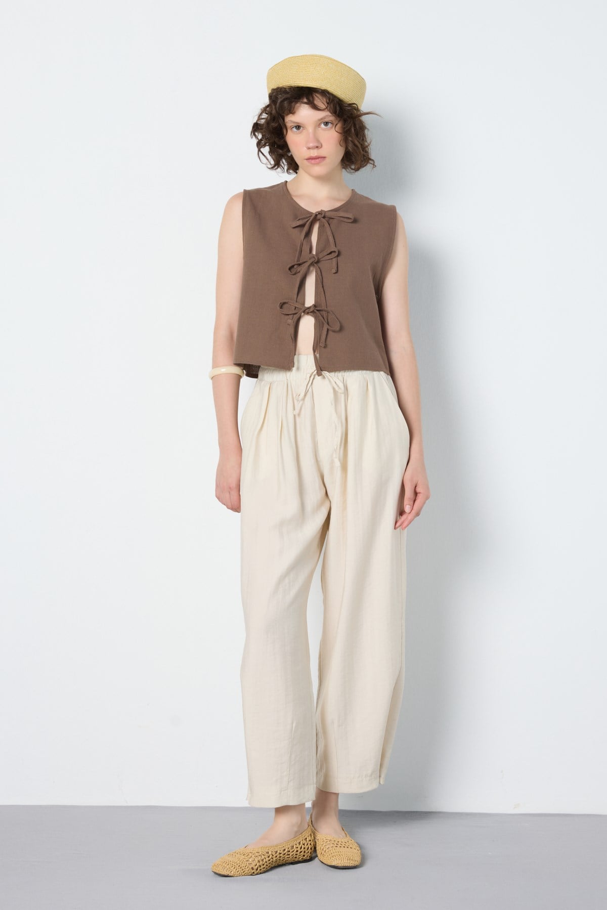 Premium Tencel Pantolon Taş