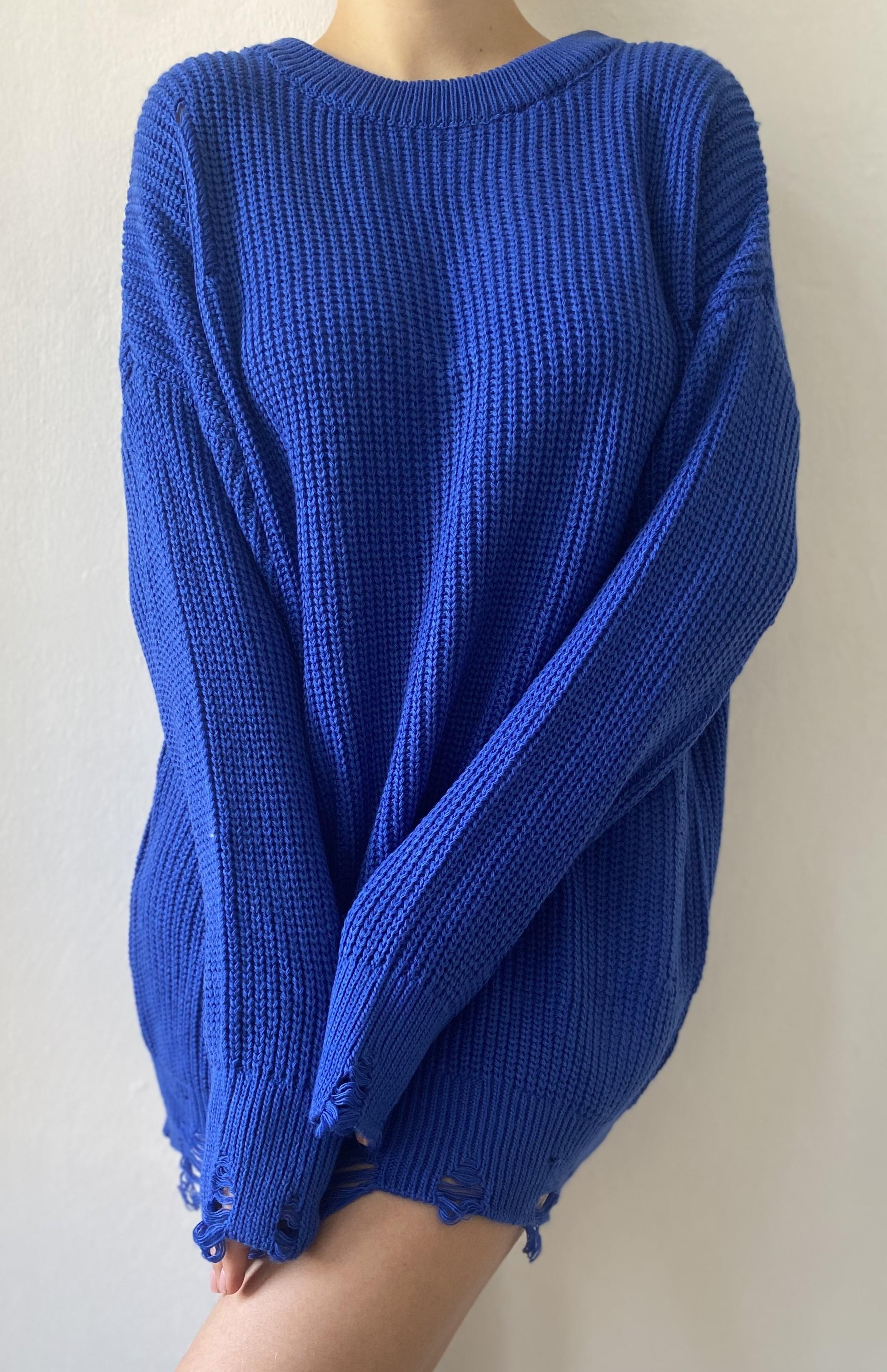 Saks Uzun Yırtıklı Oversize Triko Kazak 26031
