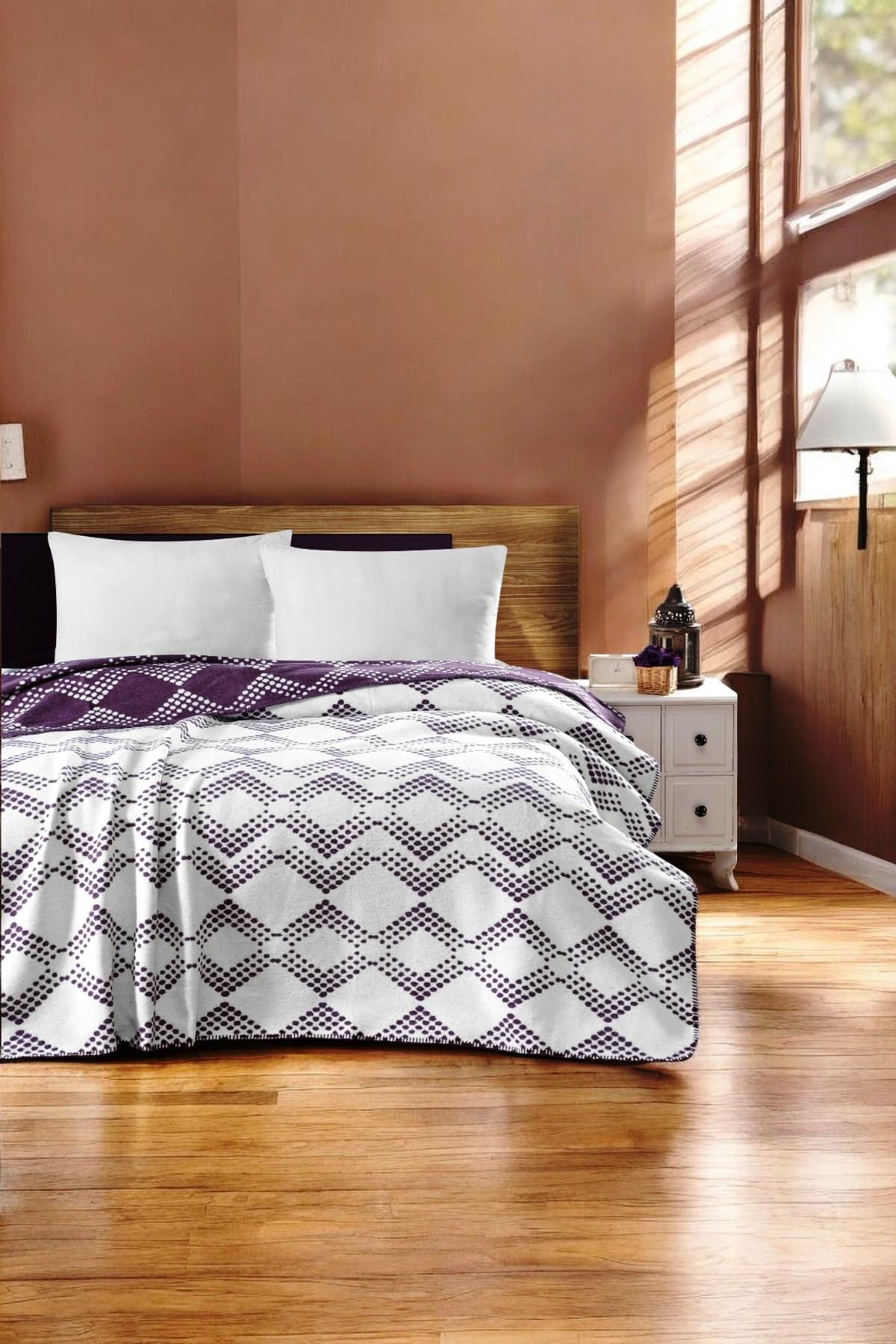 4 Mevsim Pamuklu Battaniye - Yumuşak ve Hafif Konfor Lila 200cm X 220cm
