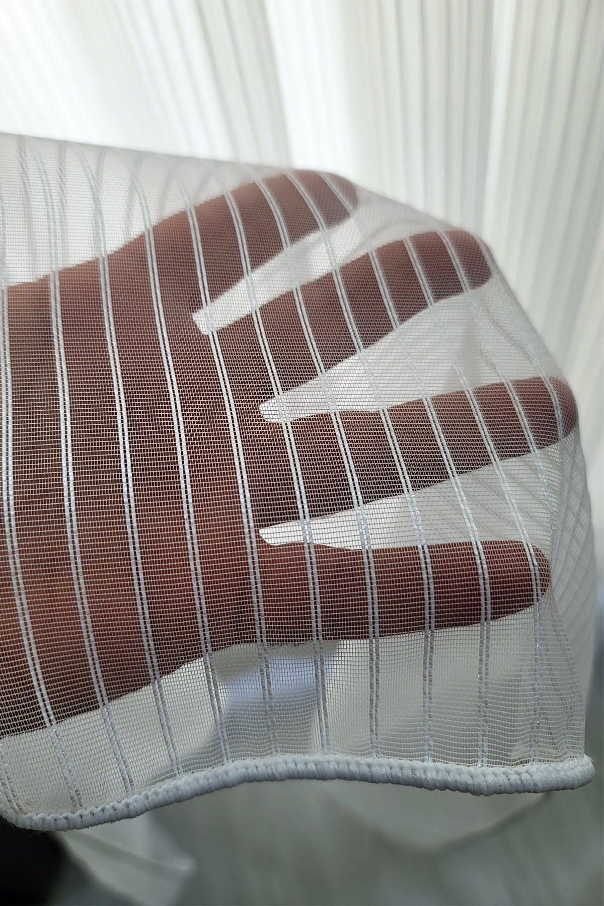 Sedef Zincir Çizgili Tül