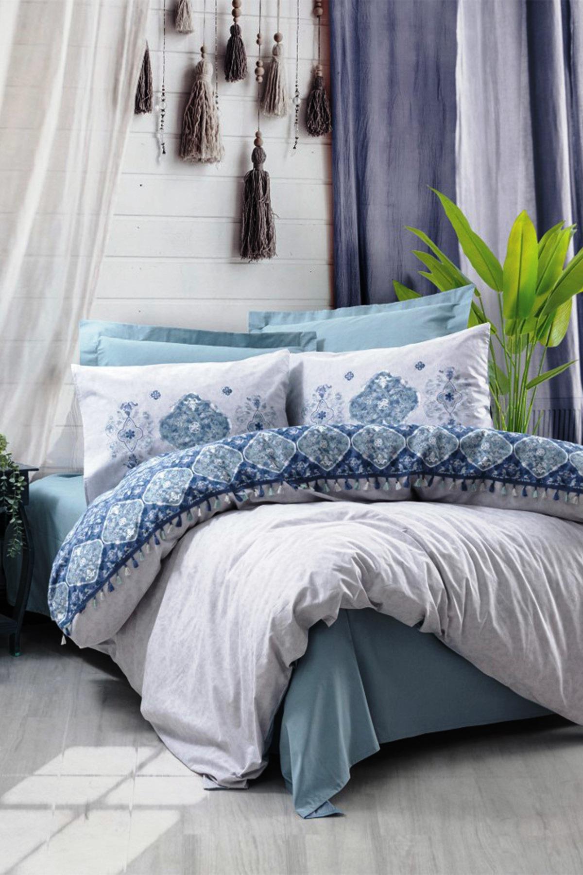 Candy Çift Kişilik Nevresim Takımı Jeni Mavi