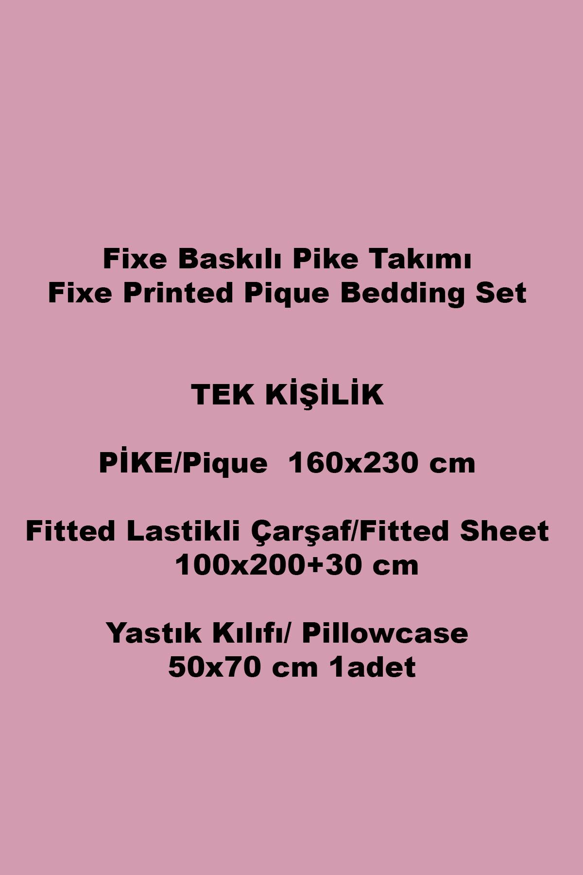 Carla Gri Tek Kişilik Pike Takımı – %100 Pamuk, Lastikli Çarşaflı