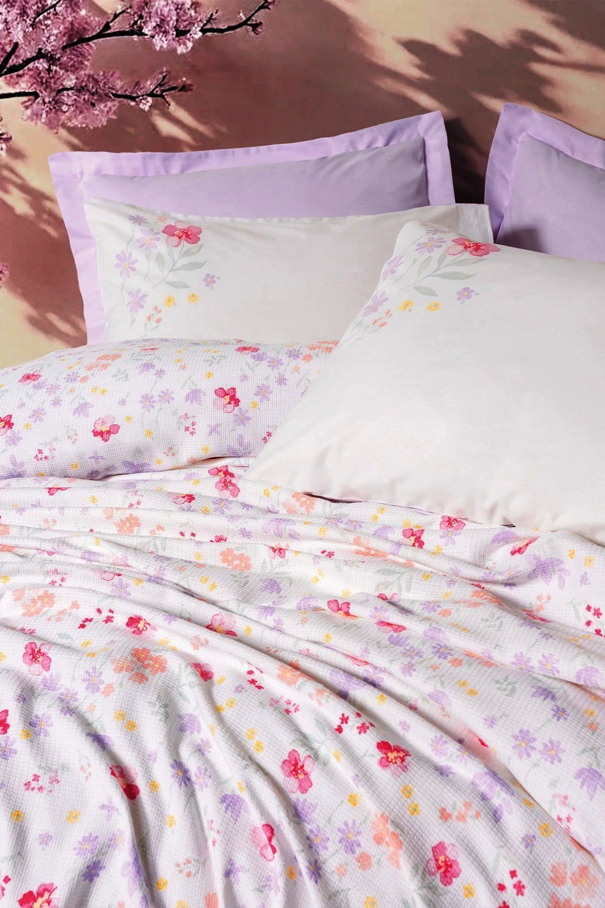 Estiva Çift Kişilik %100 Pamuk Pike Takımı Winsome Lila 220x230 cm