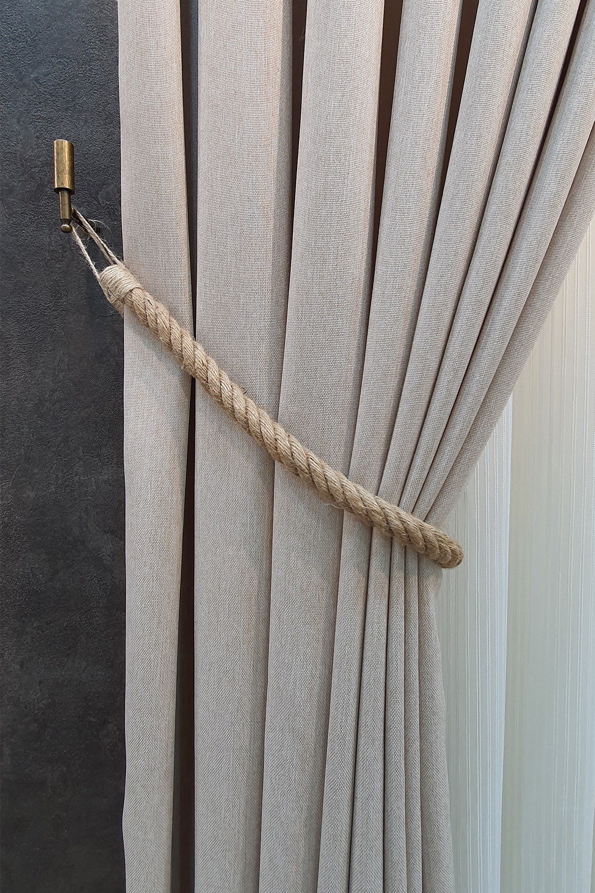 Doğal Hasır Keten Halat Braçol – Şık Perde Toplama Aksesuarı