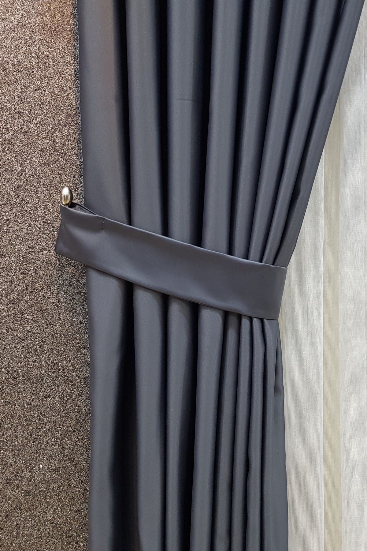 Mat Saten Gri Fon Perde